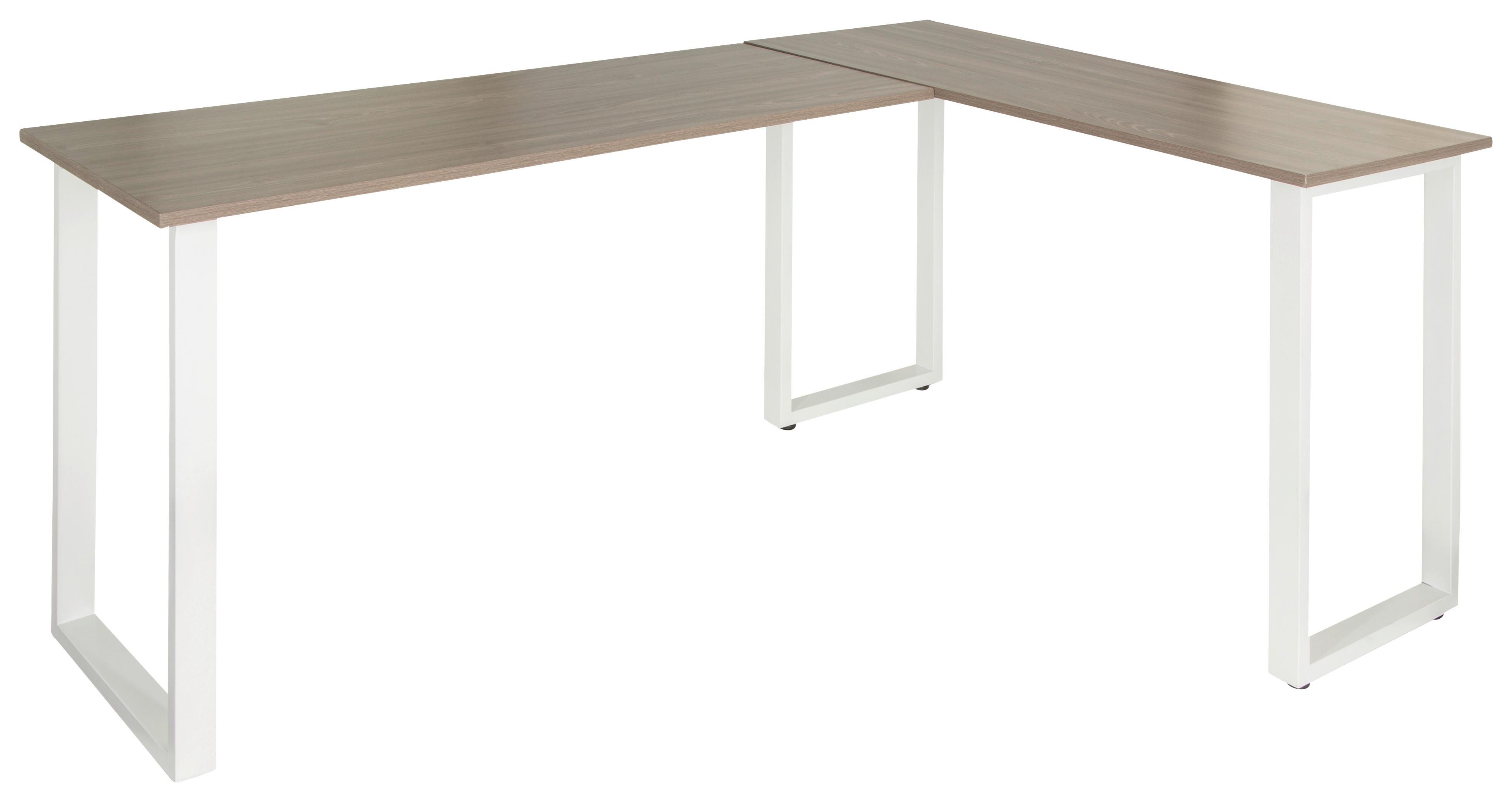 Kotna Pisalna Miza Workspace Basic I, Siva, Bela - siva/bela, Basics, kovina/leseni material (165/120/75cm) - MID.YOU