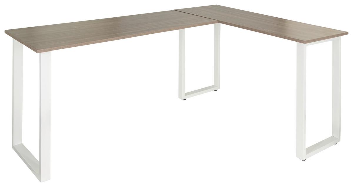 Kotna Pisalna Miza Workspace Basic I, Siva, Bela - siva/bela, Basics, kovina/leseni material (165/120/75cm) - MID.YOU