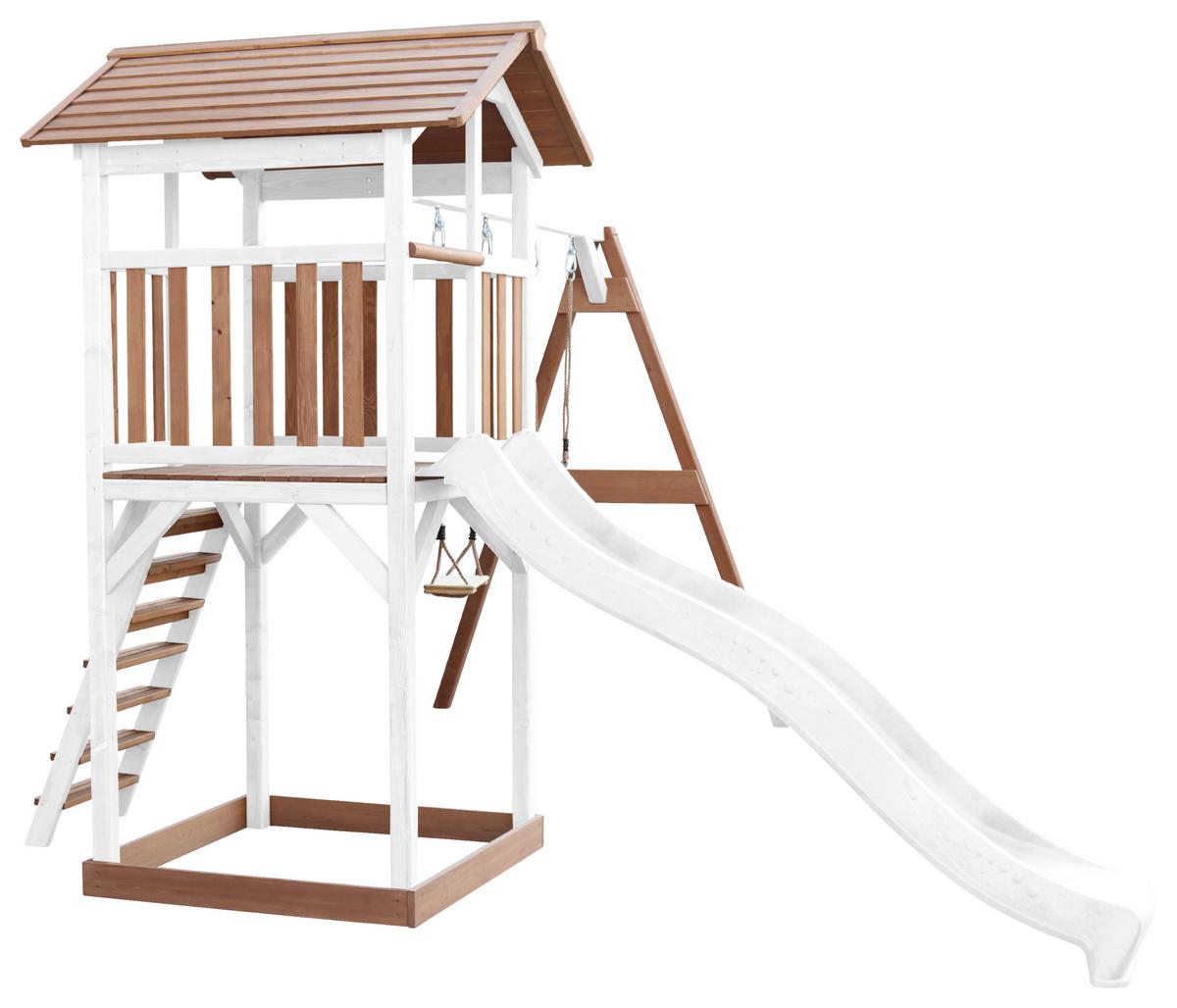 SPIELTURM A025.122.91 - Braun/Weiß, KONVENTIONELL, Holz/Kunststoff (356,6/241,9/349cm) - Ambia Garden