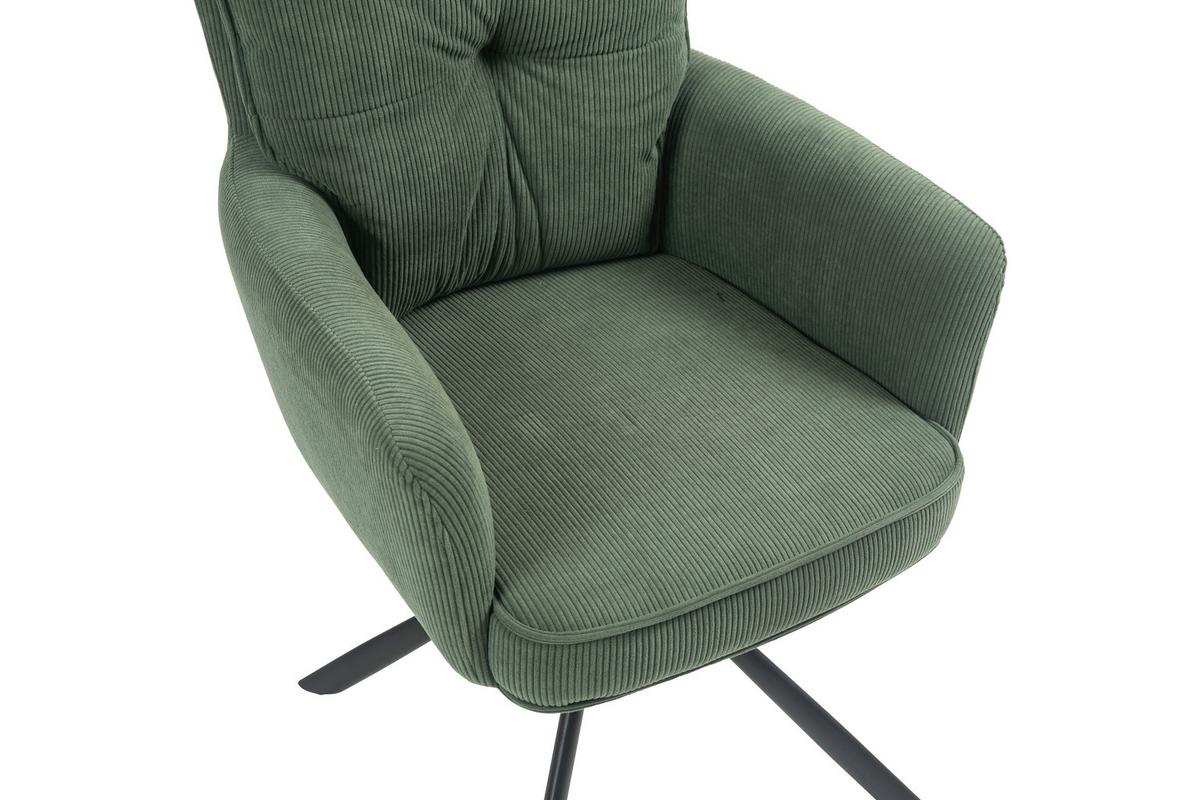 KRZESŁO Z PODŁOKIETNIKAMI POINT -EXKLUSIV- - czarny/oliwkowa zieleń, Design, metal/tkanina (60/95/67cm) - Novel