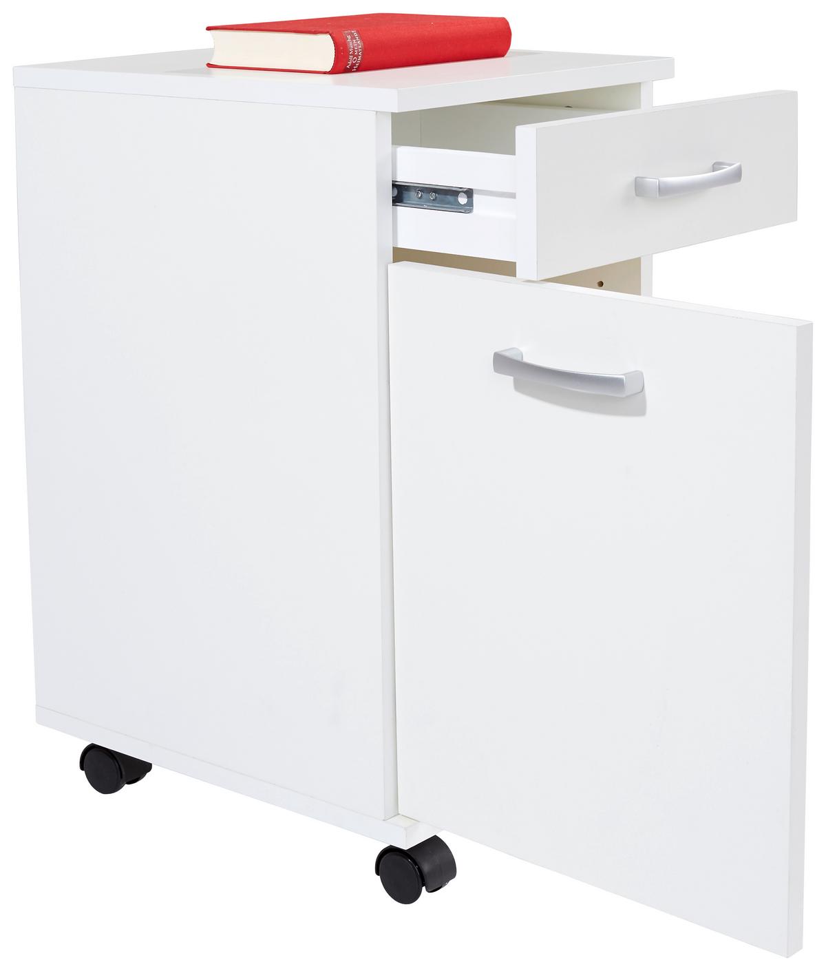 Görgős Konténer Fehér Szín Rimini - alumíniumszínű/fehér, Modern, műanyag/faalapú anyag (33/59,5/38cm)