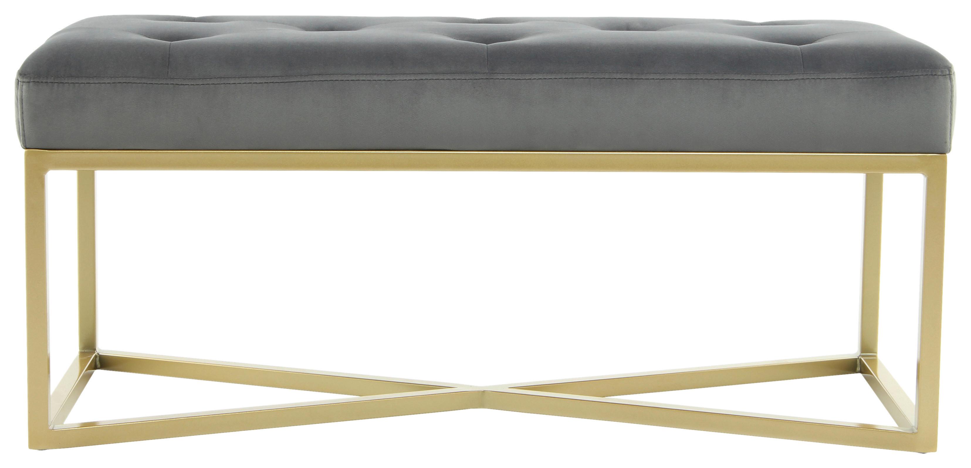 SITZBANK DIAZ 100 GRAU / GOLD - Goldfarben/Grau, Design, Holzwerkstoff/Textil (40/40/90cm) - Kayoom