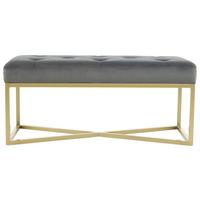 SITZBANK DIAZ 100 GRAU / GOLD - Goldfarben/Grau, Design, Holzwerkstoff/Textil (40/40/90cm) - Kayoom