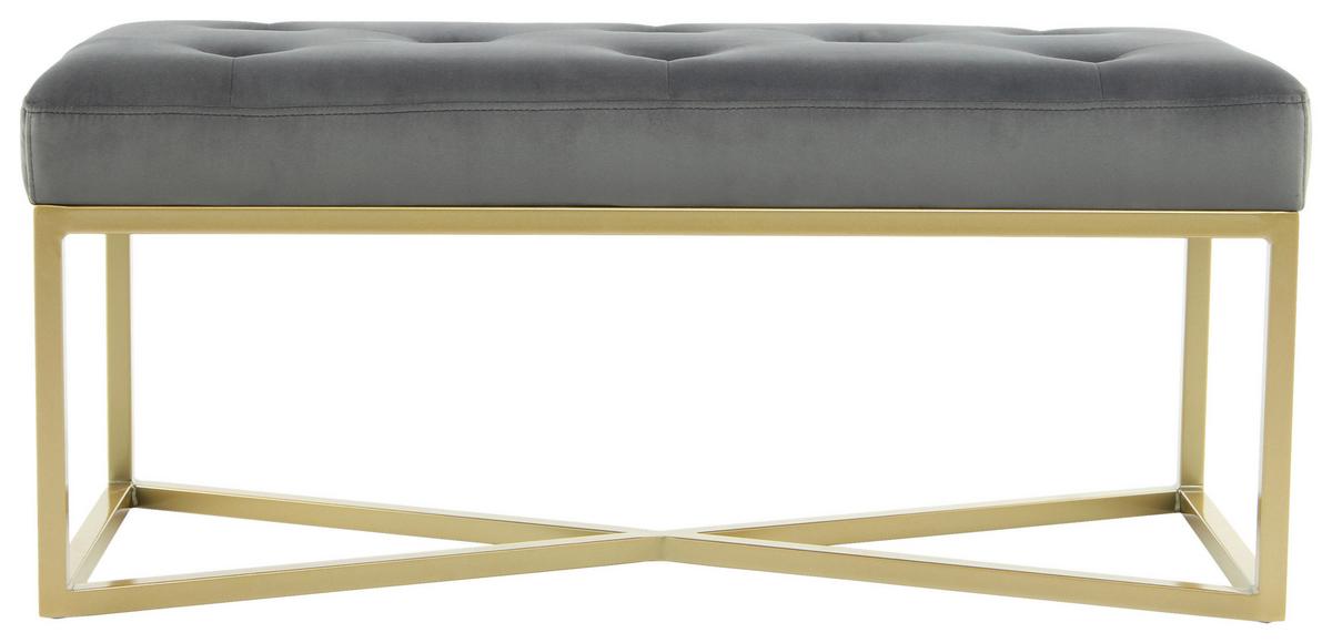 SITZBANK DIAZ 100 GRAU / GOLD - Goldfarben/Grau, Design, Holzwerkstoff/Textil (40/40/90cm) - Kayoom