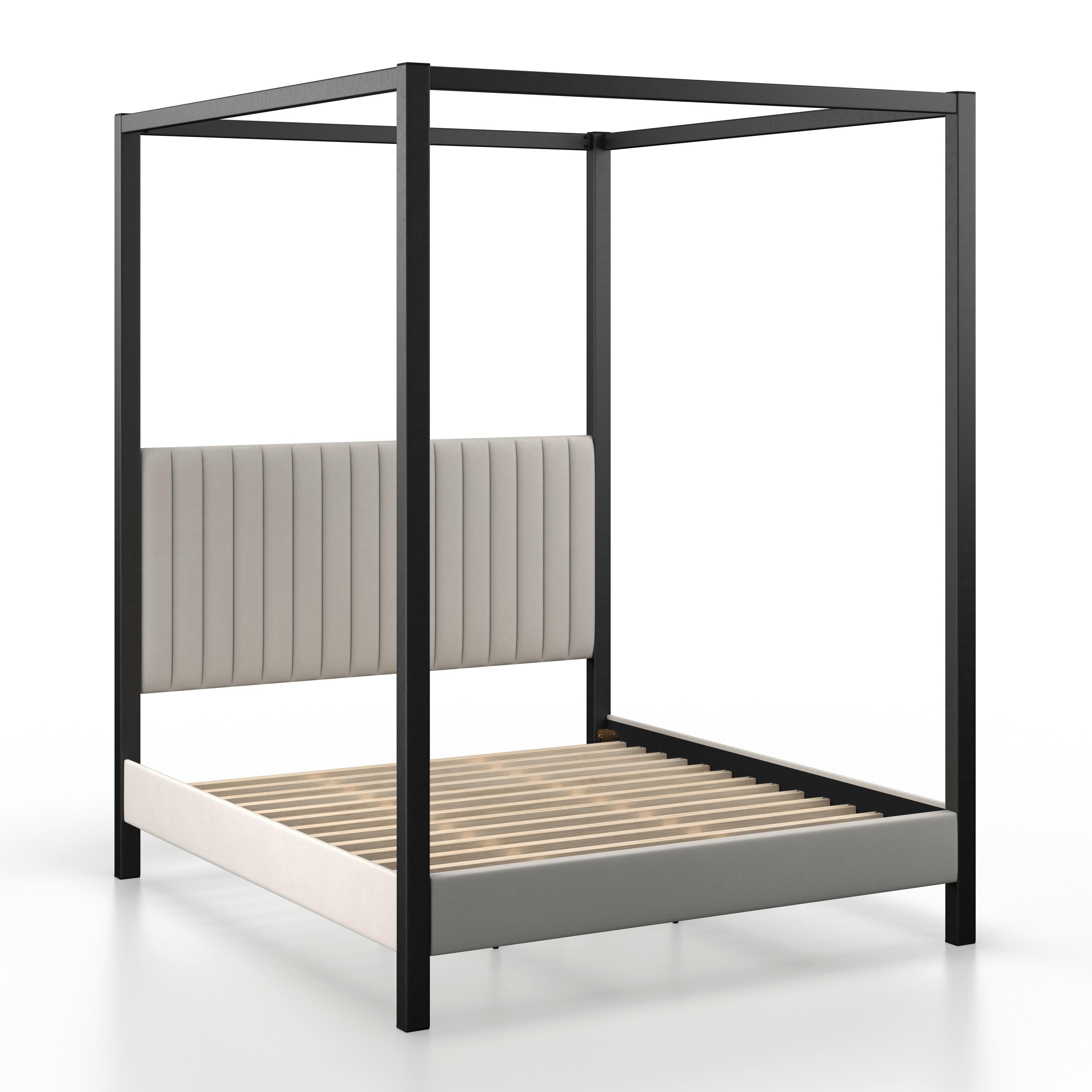 Himmelbett Mona ca. 180x200 cm Hellgrau - Hellbraun/Hellgrau, MODERN, Holz/Textil (180/200cm) - Bessagi Home