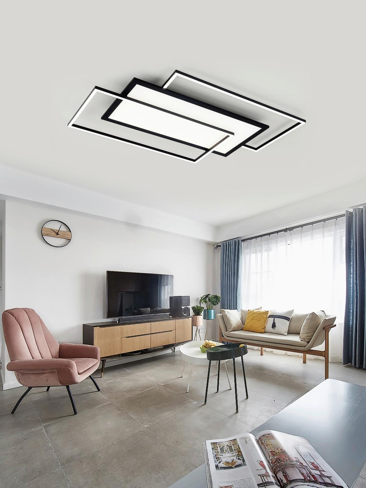 LAMPA SUFITOWA LED ALONZO - czarny, Modern, tworzywo sztuczne/metal (80/50/6,5cm) - Bessagi Home