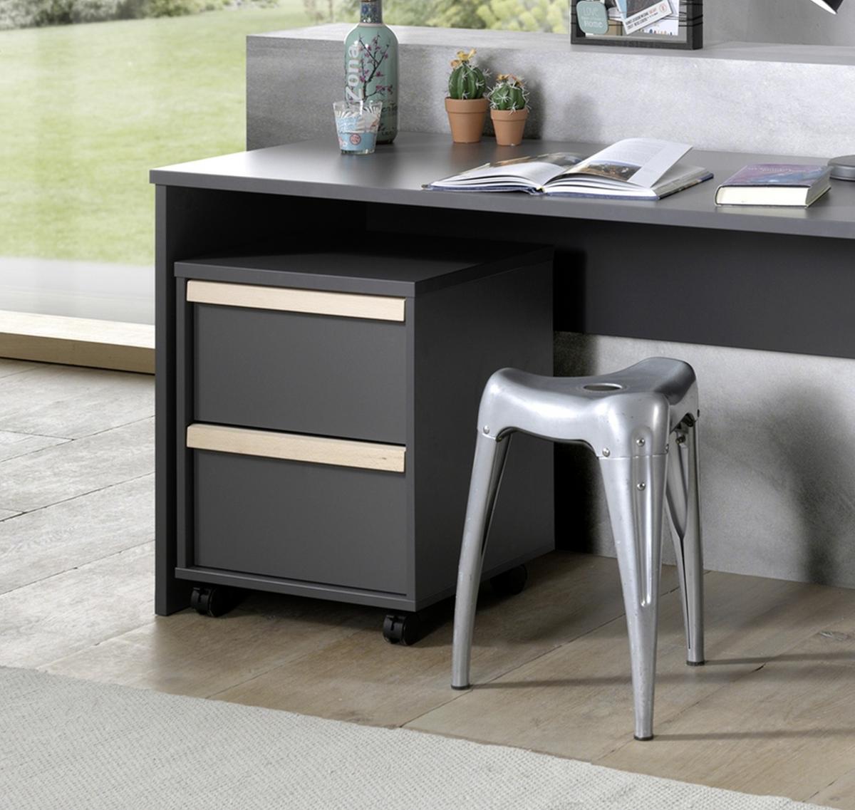 Rollcontainer London Anthrazit - Anthrazit/Buchefarben, MODERN, Holz/Holzwerkstoff (48,1/60/44cm) - Vipack