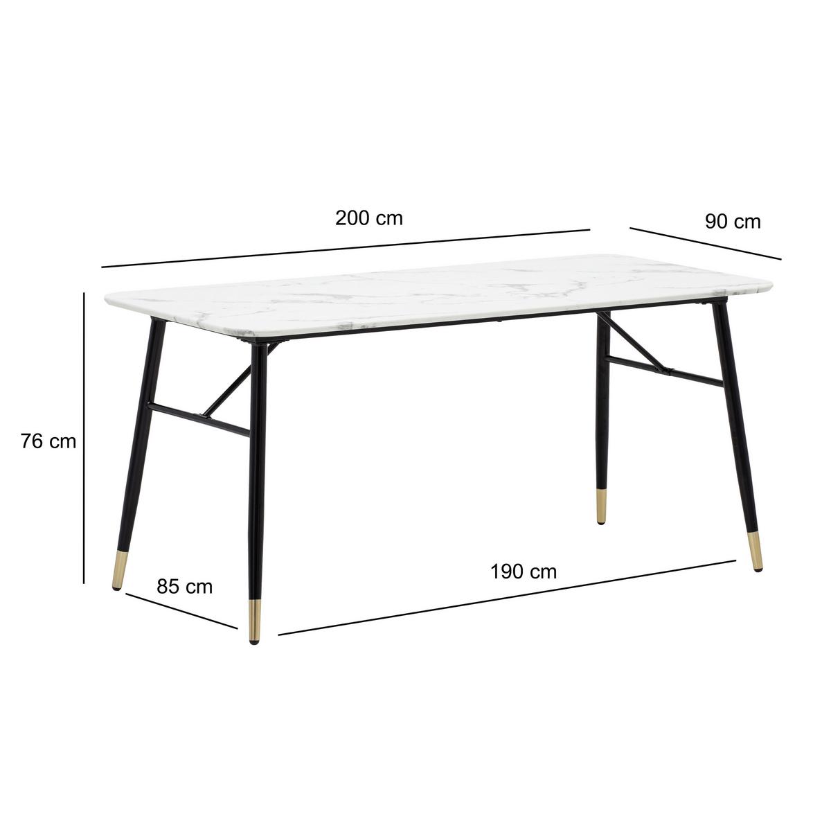 ESSTISCH WL6.963 - Weiss/Goldfarben, Design, Holzwerkstoff/Metall (200/90/76cm) - MID.YOU