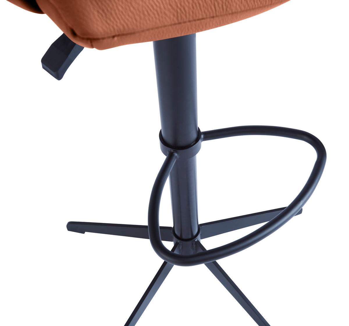 STOŁEK BAROWY PARIS -EXKLUSIV- - kolor rdzawy/czarny, Design, skóra/metal (58/88-112/58cm) - Dieter Knoll