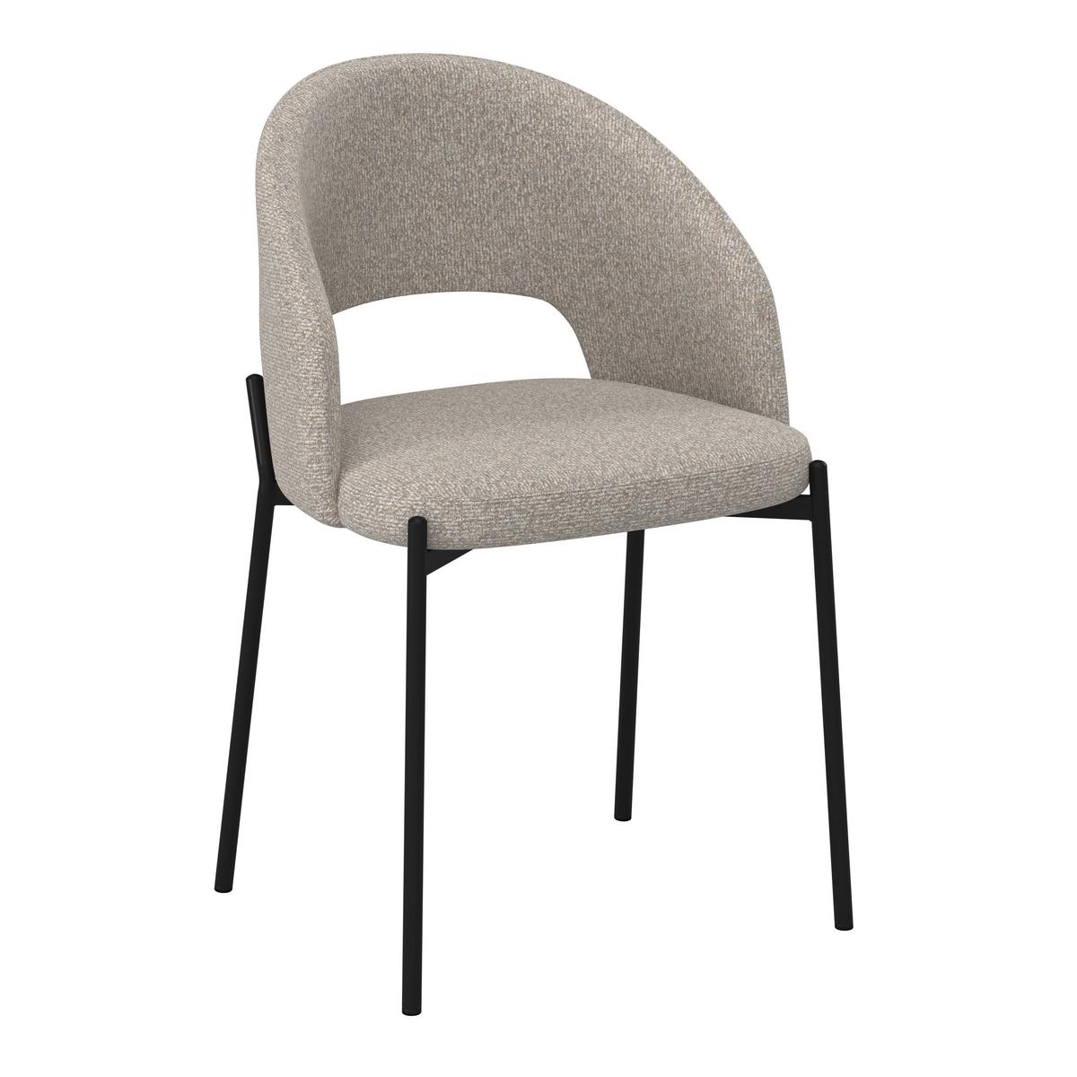 Stuhl Nadiya Hellgrau Leinenoptik Gepolstert - Hellgrau/Schwarz, MODERN, Holz/Textil (52/78/56cm) - Bessagi Home