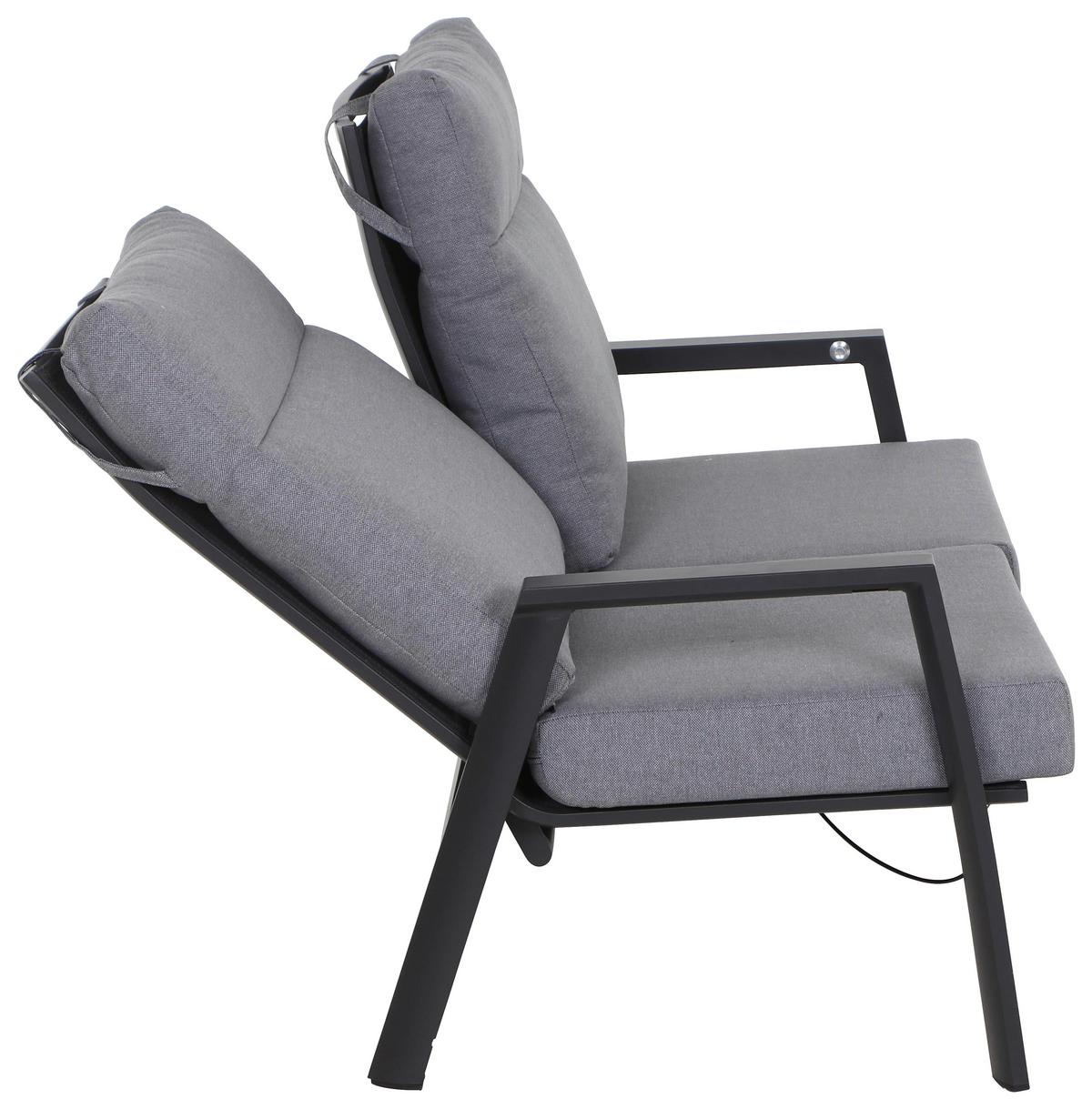 Loungesofa Valencia Anthrazit - Dunkelgrau/Anthrazit, Basics, Kunststoff/Textil (152,5/99/82,5cm) - Siena Garden