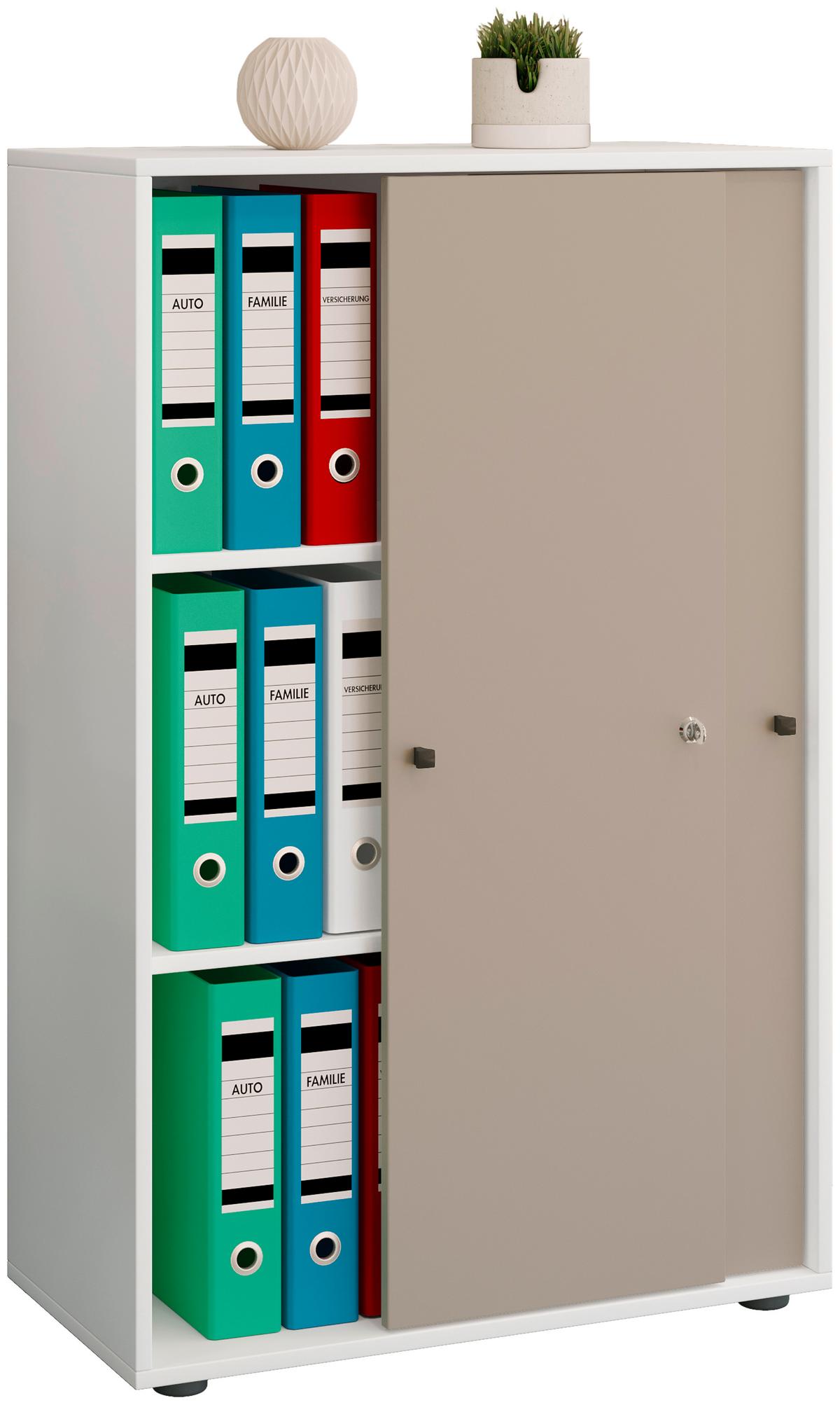 AKTENSCHRANK LONA XL - Weiss/Grau, Design, Holzwerkstoff (70/110/39cm) - MID.YOU