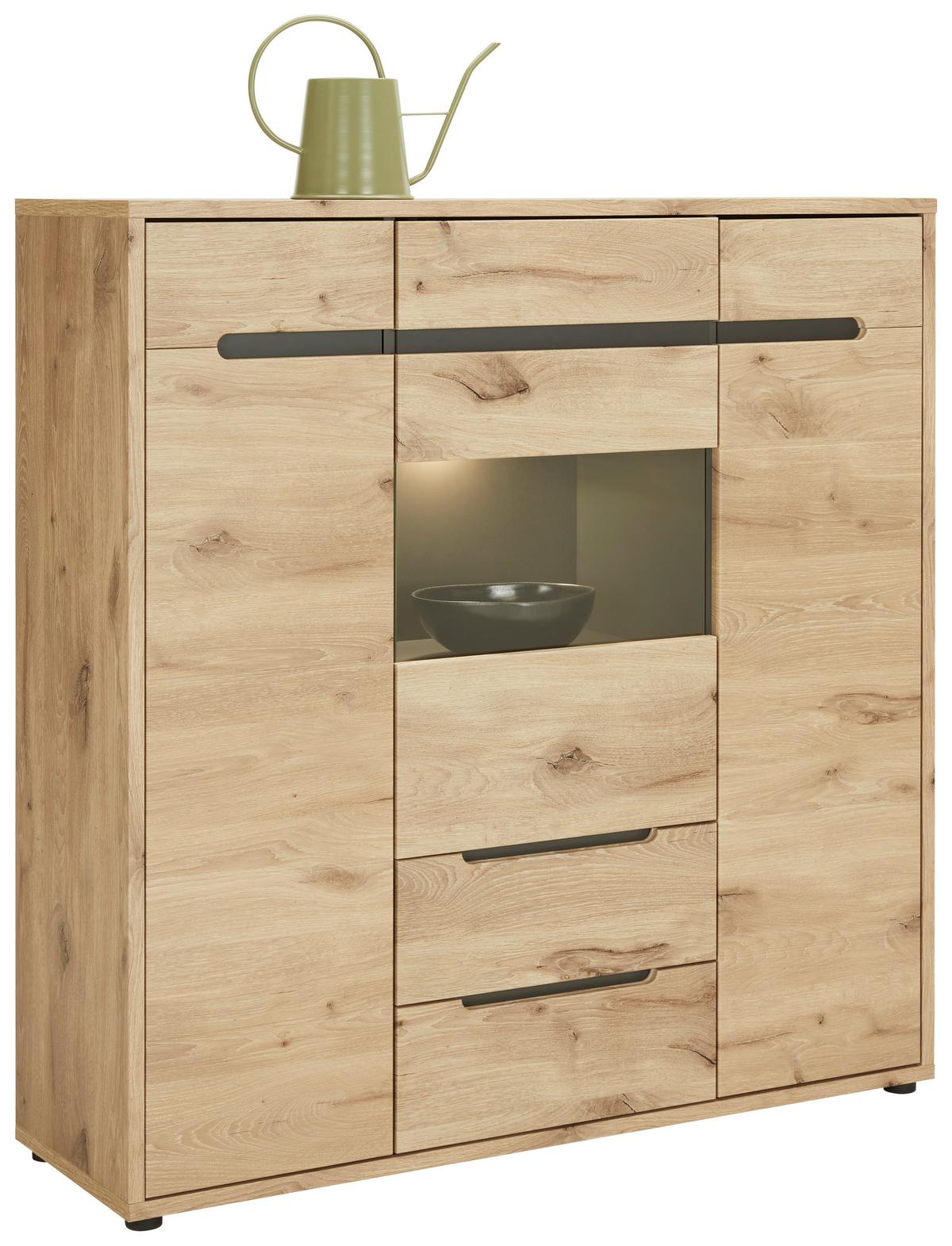 Félmagas Szekrény Bellano - Modern, faalapú anyag (125/128/38cm) - Mömax