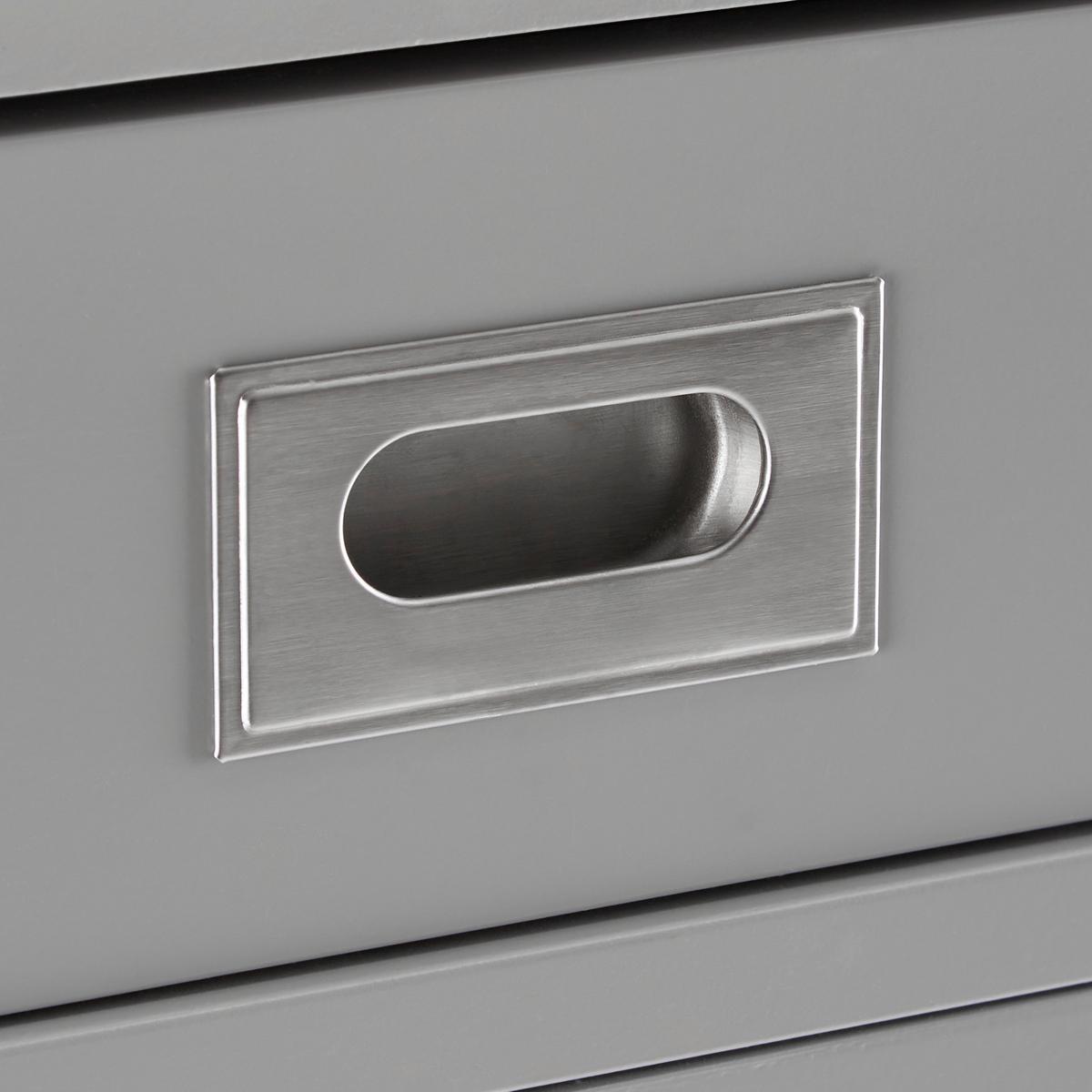 Rollwagen Hendrik Grau Echtholz/MDF - Edelstahlfarben/Hellgrau, MODERN, Holz/Metall (65/91,5/45cm) - Bessagi Home