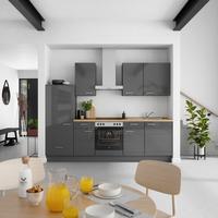 Küchenblock Flash Low m. Geräten Schieferfarben - Schieferfarben/Edelstahlfarben, MODERN, Holzwerkstoff/Metall (270cm) - Nobilia