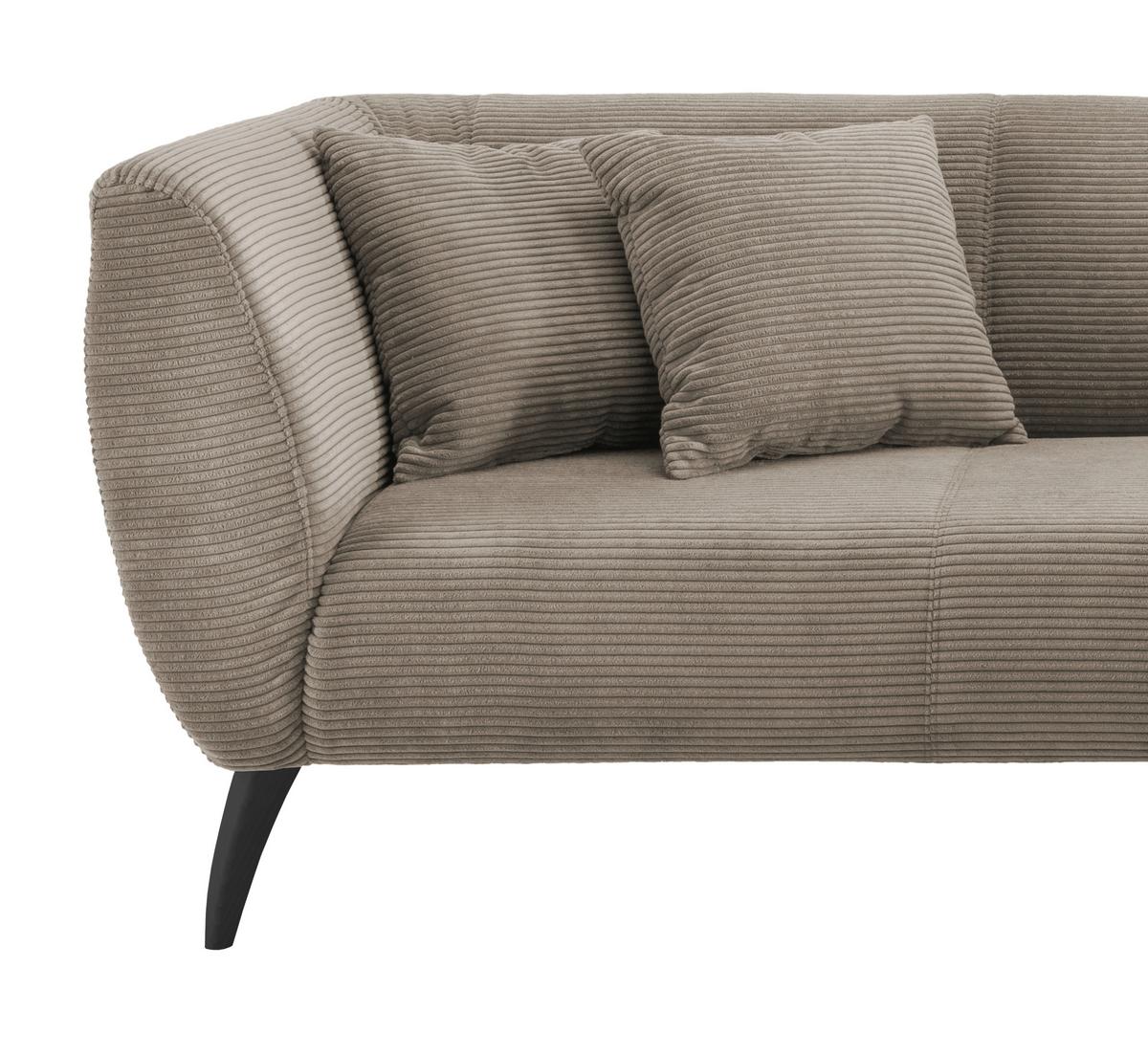 Wohnlandschaft Colori Graubraun Cord - Graubraun/Schwarz, MODERN, Holz/Textil (264/160cm) - MID.YOU