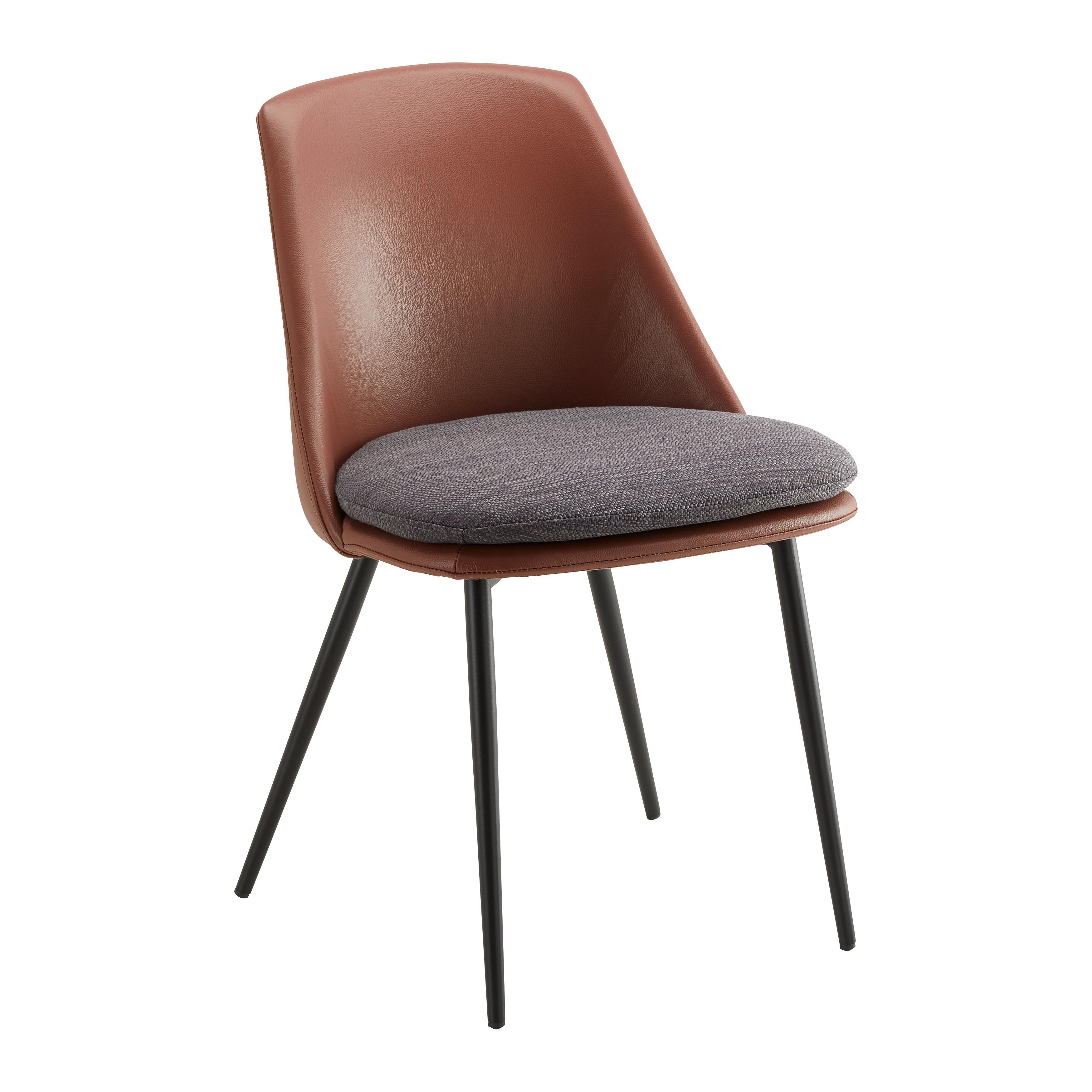 KRZESŁO BIANCA - ciemnoszary/czarny, Modern, skóra/tworzywo sztuczne (50,5/79,5/54,5cm) - Bessagi Home