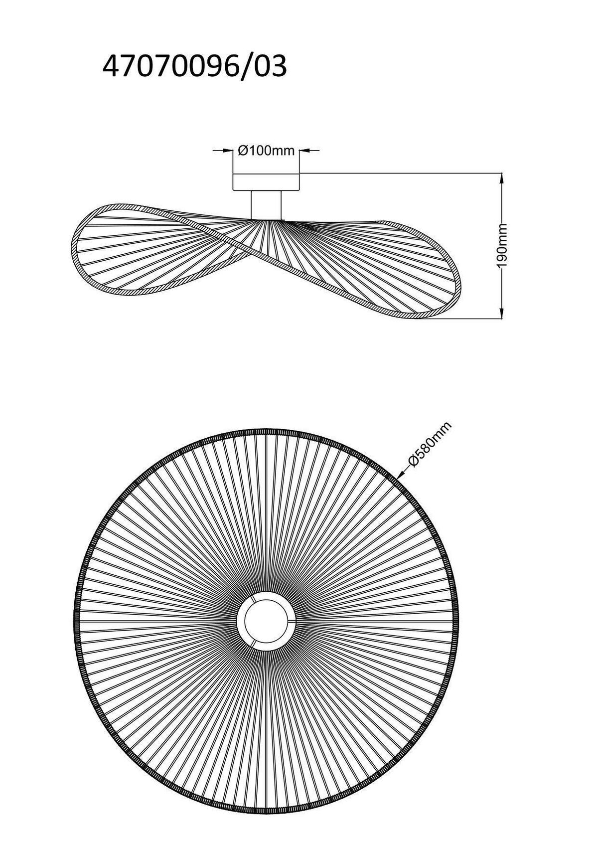LAMPA SUFITOWA BLI - czarny, Modern, metal/papier (58/19cm) - Mömax