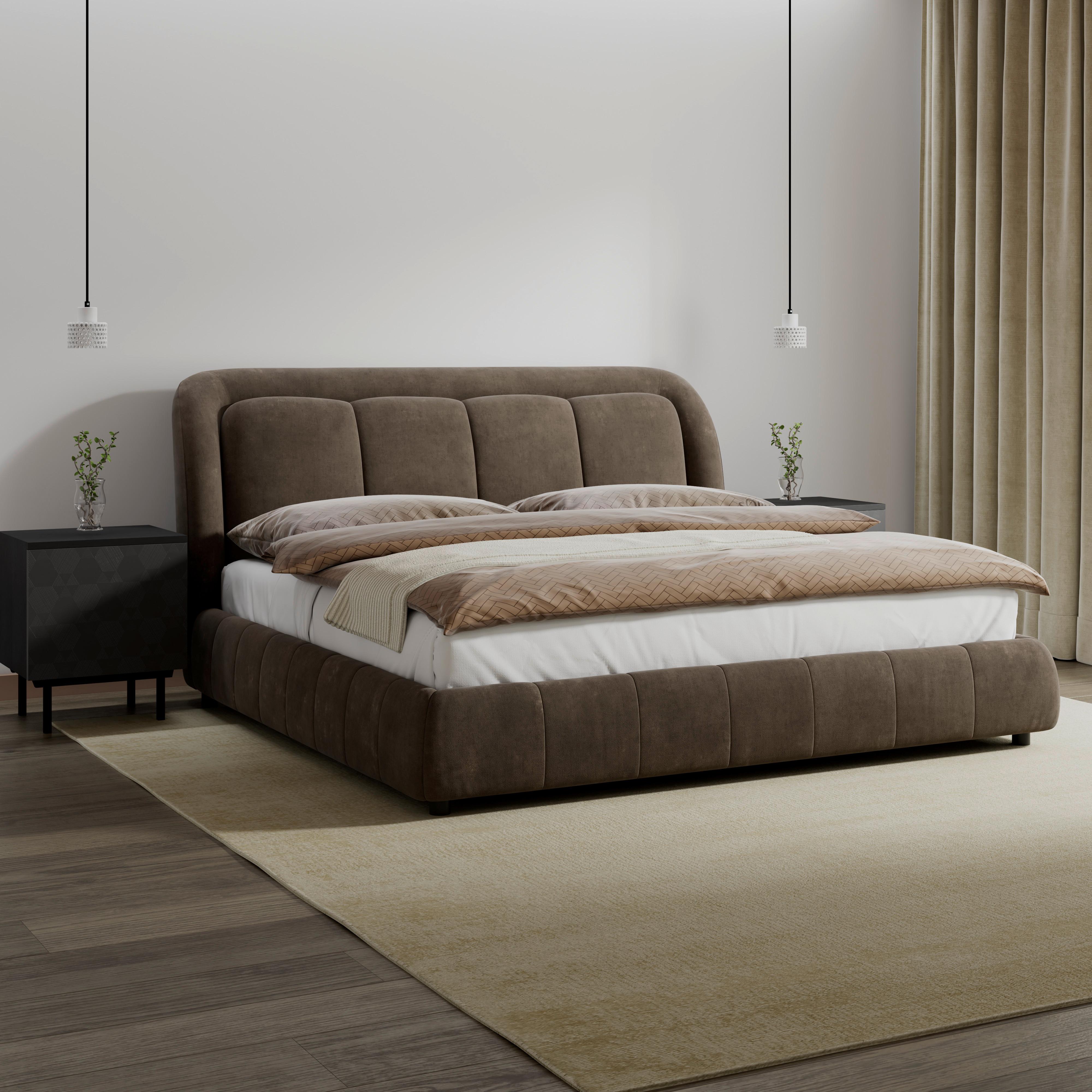 Polsterbett Anton Braun ca. 160x200 cm - Schwarz/Braun, MODERN, Holz/Textil (160/200cm) - Bessagi Home