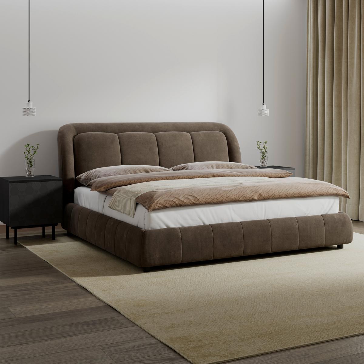 Polsterbett Anton Braun ca. 160x200 cm - Schwarz/Braun, MODERN, Holz/Textil (160/200cm) - Bessagi Home