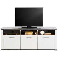 Tv-element Alassio, Bela, Temno Siva - barve kroma/črna, Moderno, kovina/umetna masa (156,3/62/40,5cm) - Premium Living
