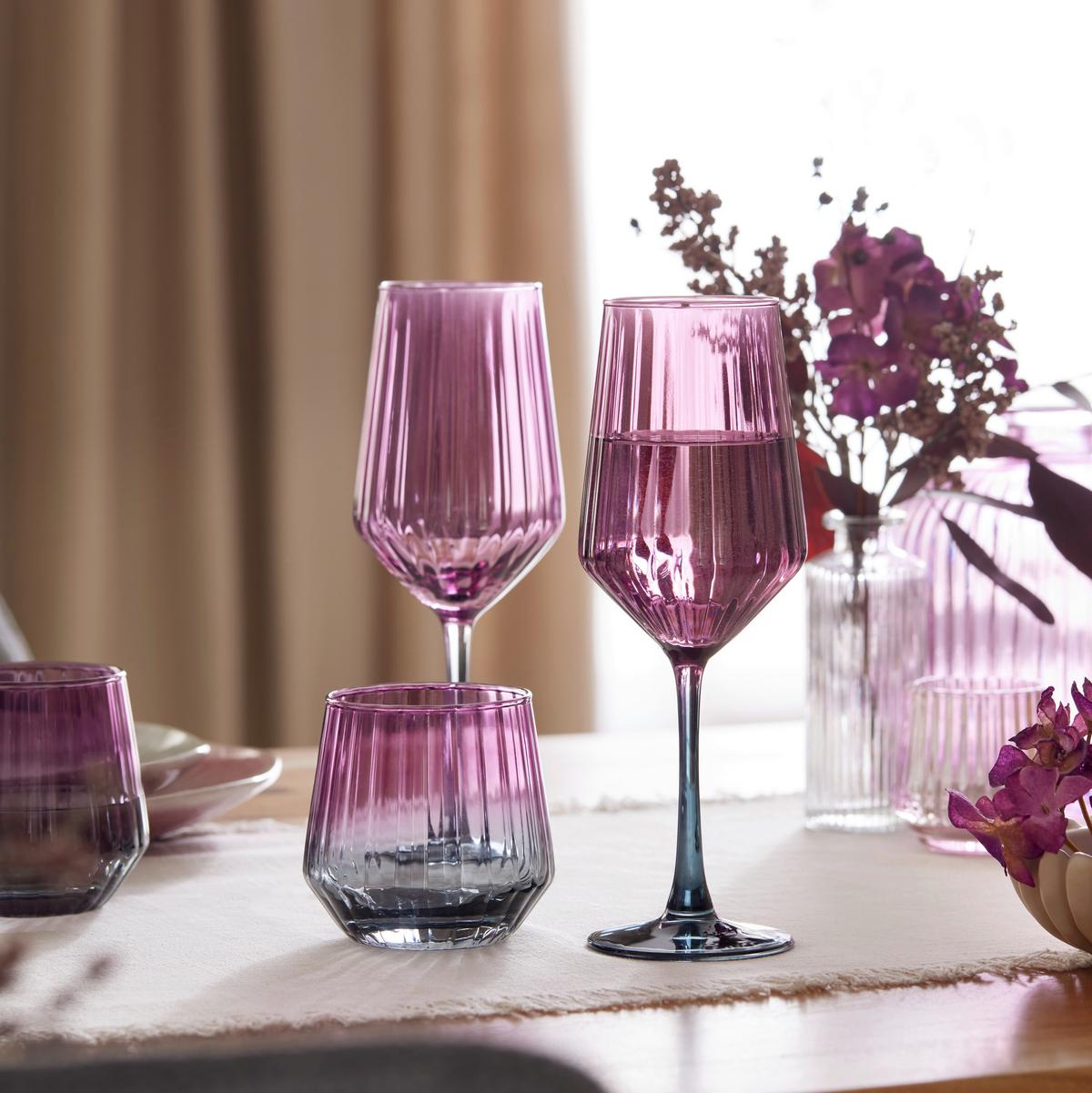 Weinglas Betty Lila/Blaugrau ca. 380ml - Lila/Blaugrau, Modern, Glas (6,2/23,2cm) - Mömax