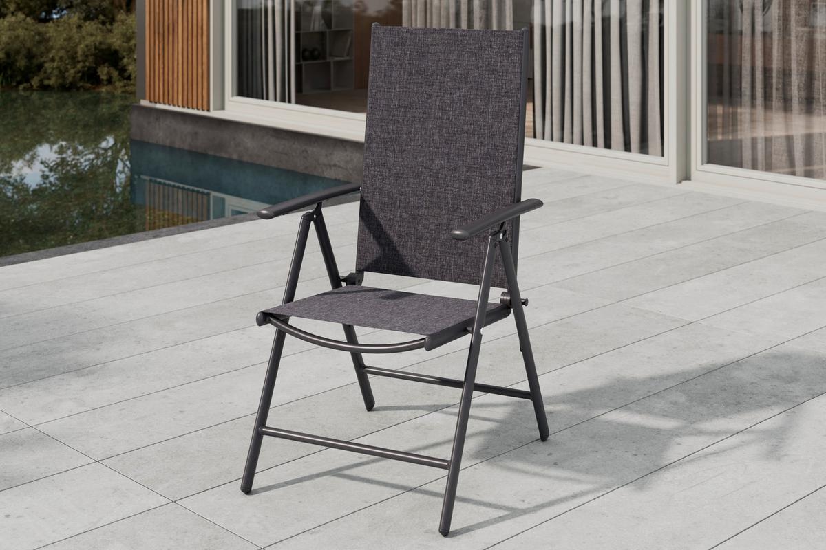 Vrtni Stol Niki, Antracit, Aluminij - temno siva/črna, Basics, kovina/umetna masa (56/106/54cm)