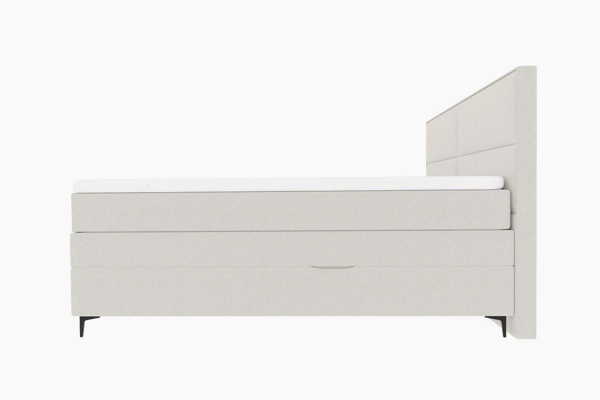 Boxspringbett Bari Creme ca. 200x200cm - Creme/Schwarz, KONVENTIONELL, Textil/Metall (200/200cm) - Mömax