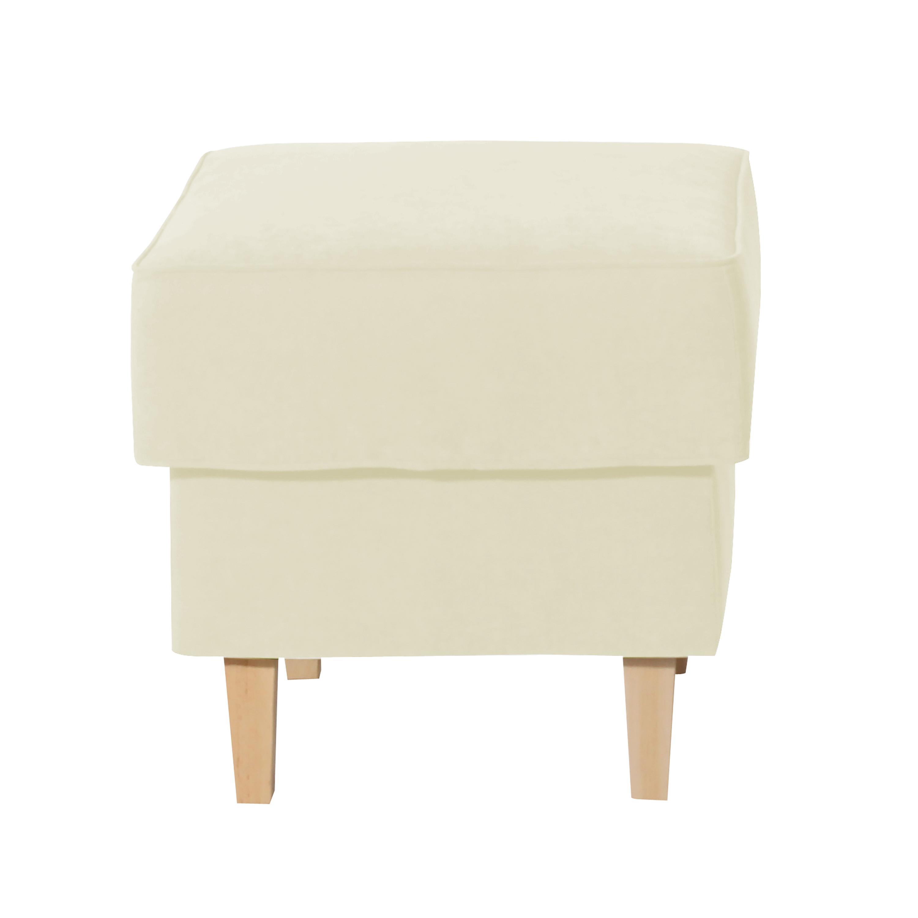 HOCKER LORRIS - Buchefarben/Creme, Design, Holz/Textil (53/45/53cm) - Max Winzer