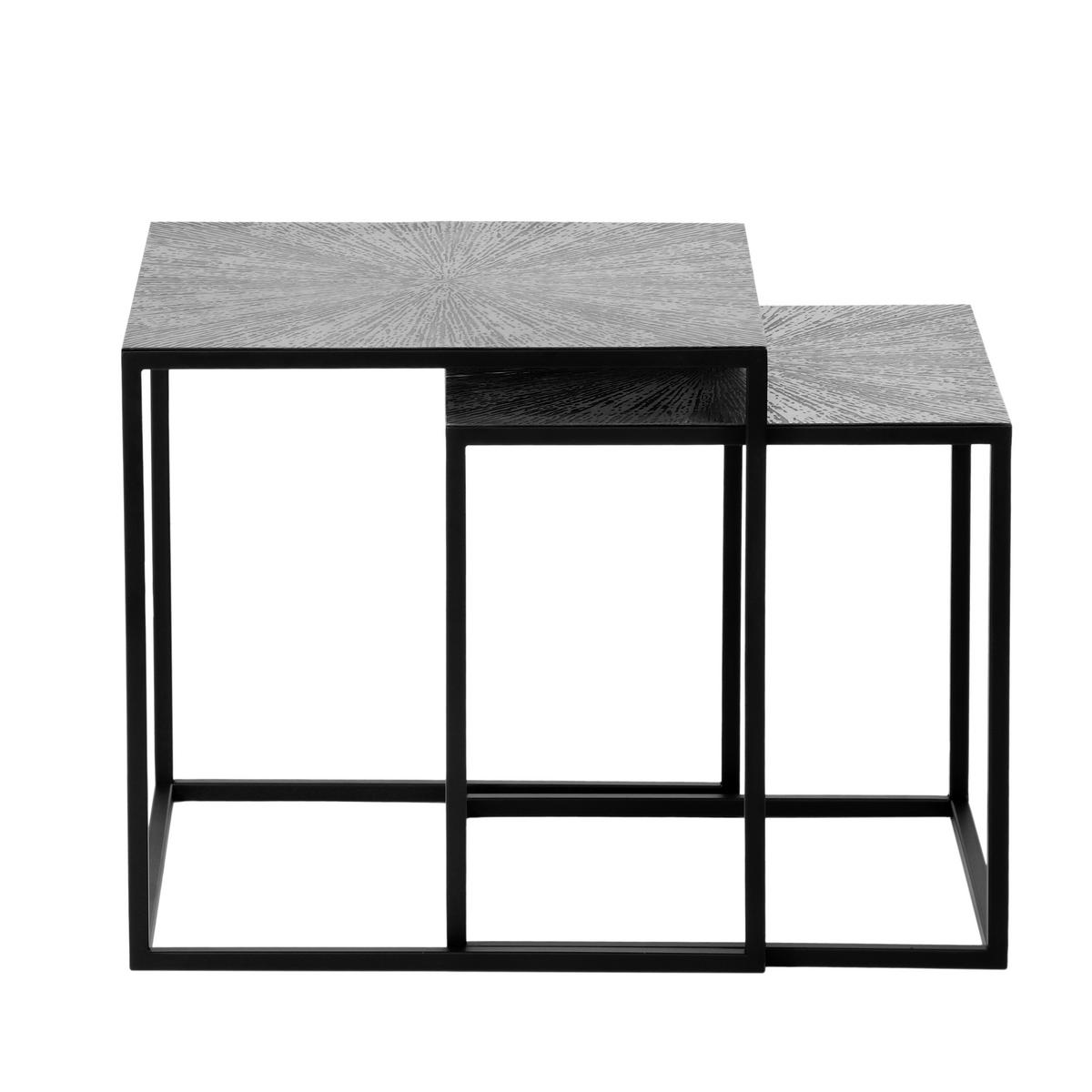 ZESTAW STOLIKÓW BOCZNYCH HIRA - kolor srebrny/czarny, Modern, metal (35-40/35-40/35-40cm)