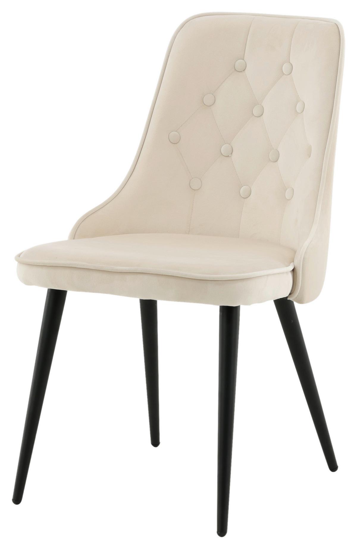 STUHL-SET VELVET DELUXE - Beige/Schwarz, Design, Kunststoff/Textil (50/88.5/66cm) - Livetastic