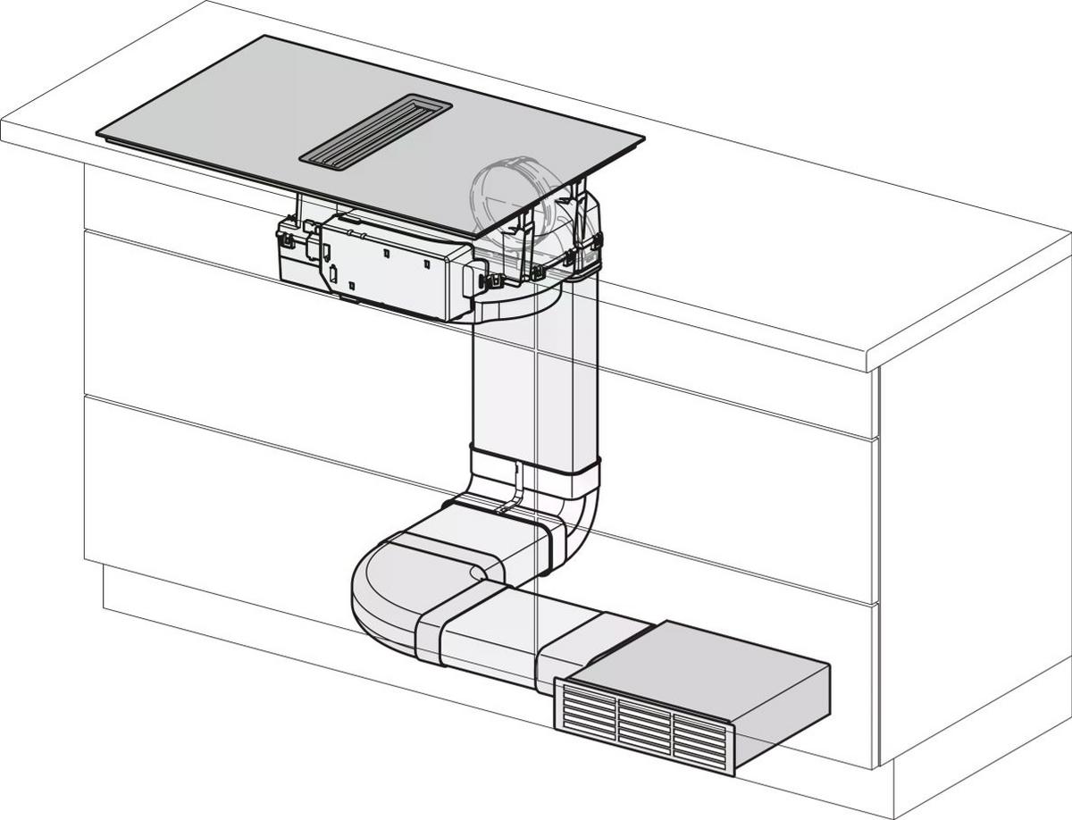 Kochfeld-Dunstabzug-Kombi KMDA7676FL-U - Schwarz, Basics, Glas (80,0/23,8/52,0cm) - Miele