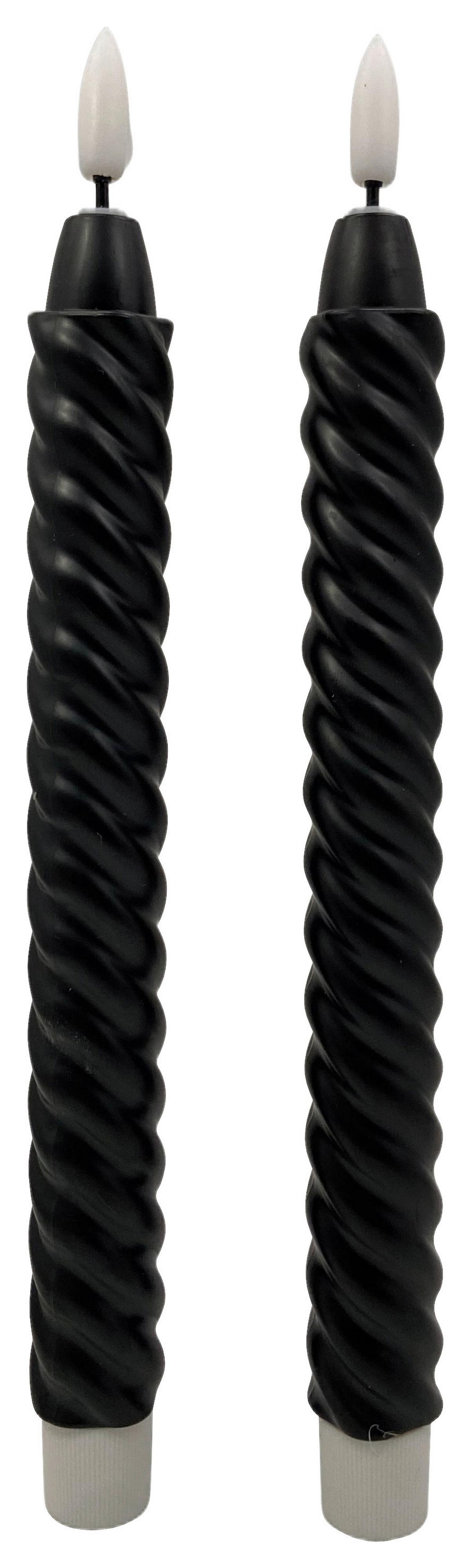 Led-es Hengergyertyaszett 2db/csomag Twist - fekete, Konventionell, műanyag (2/25cm) - Mömax