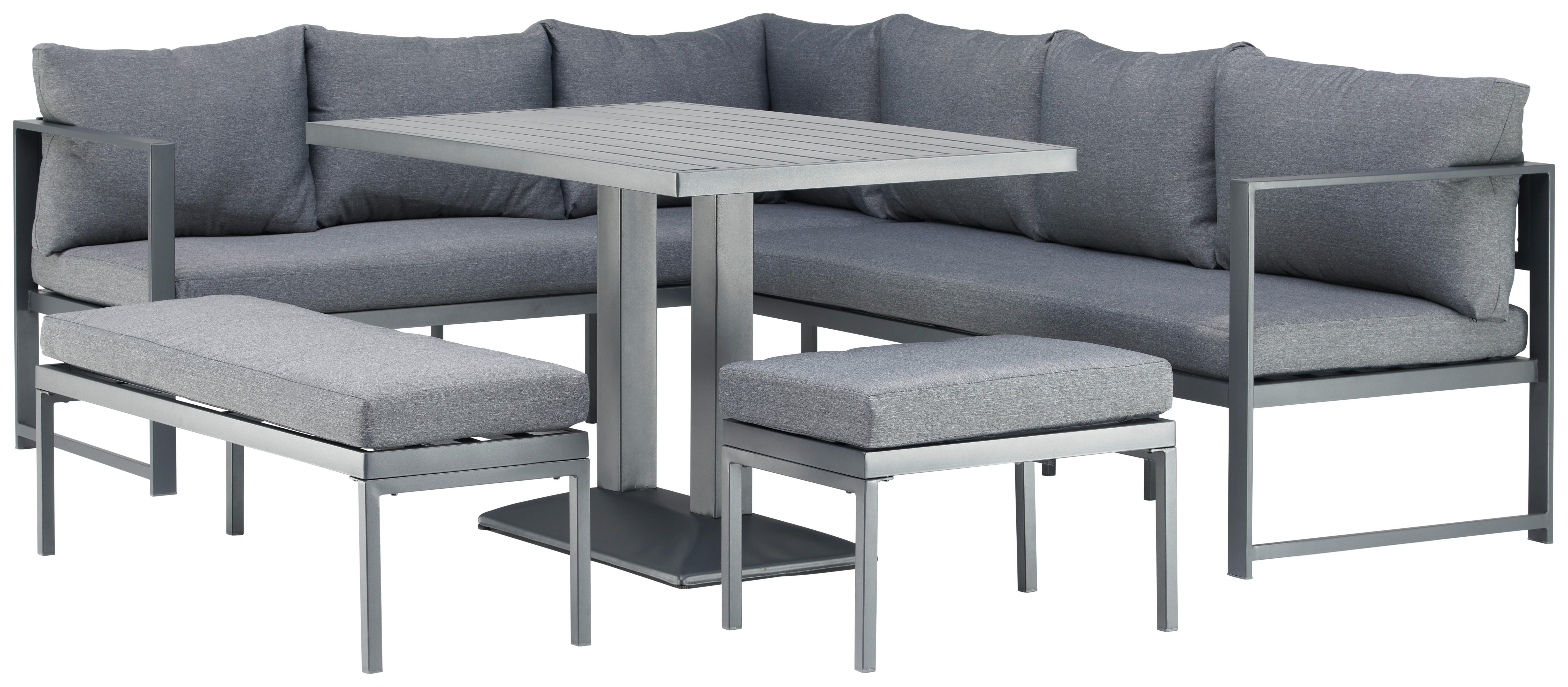 Loungegarnitur-Set Walter Anthrazit - Anthrazit/Grau, MODERN, Textil/Metall (244/192/67cm) - Mömax