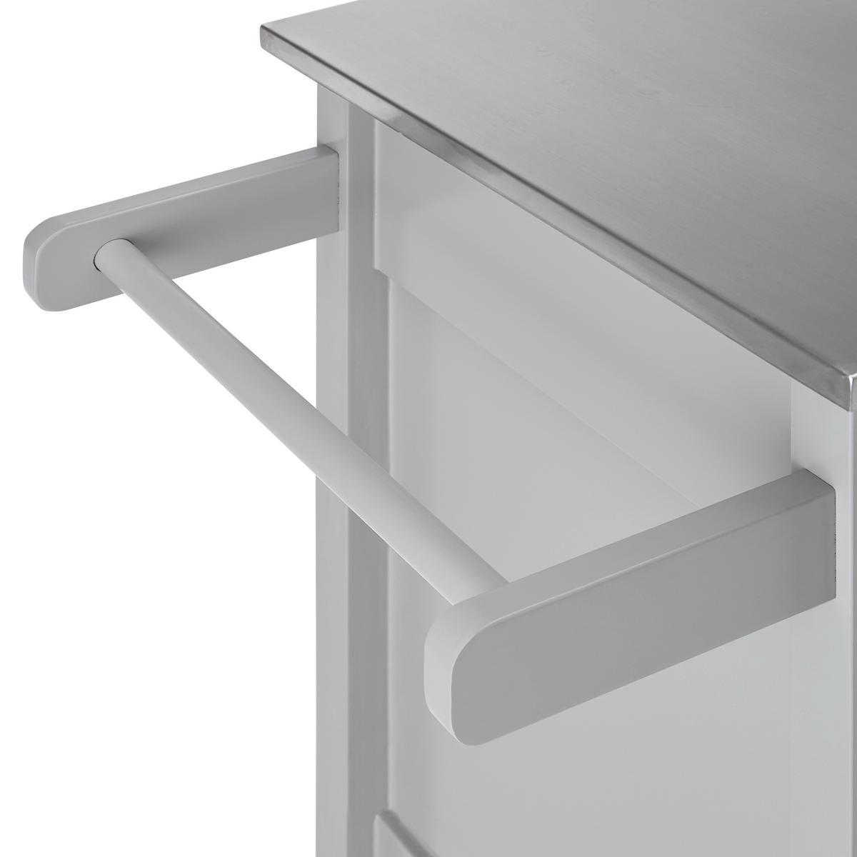 Rollwagen Hendrik Grau Echtholz/MDF - Edelstahlfarben/Hellgrau, MODERN, Holz/Metall (65/91,5/45cm) - Bessagi Home