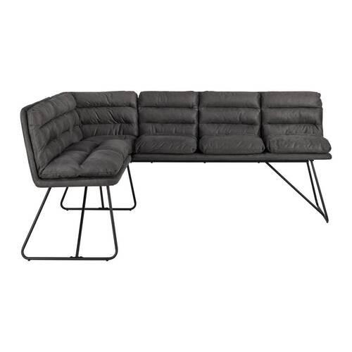 Sitzbank Kona Dunkelgrau Webstoff Gepolstert - Dunkelgrau/Schwarz, MODERN, Holz/Textil (135/180cm) - Bessagi Home