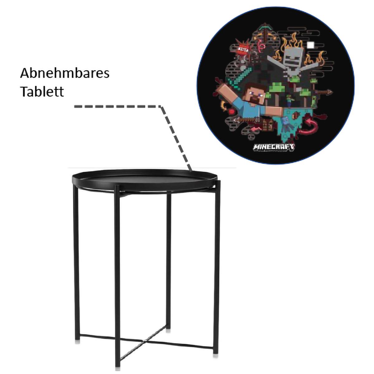 Beistelltisch Minecraft ca. 47x47x51 cm Schwarz - Schwarz, MODERN, Metall (47/47/51cm) - Minecraft