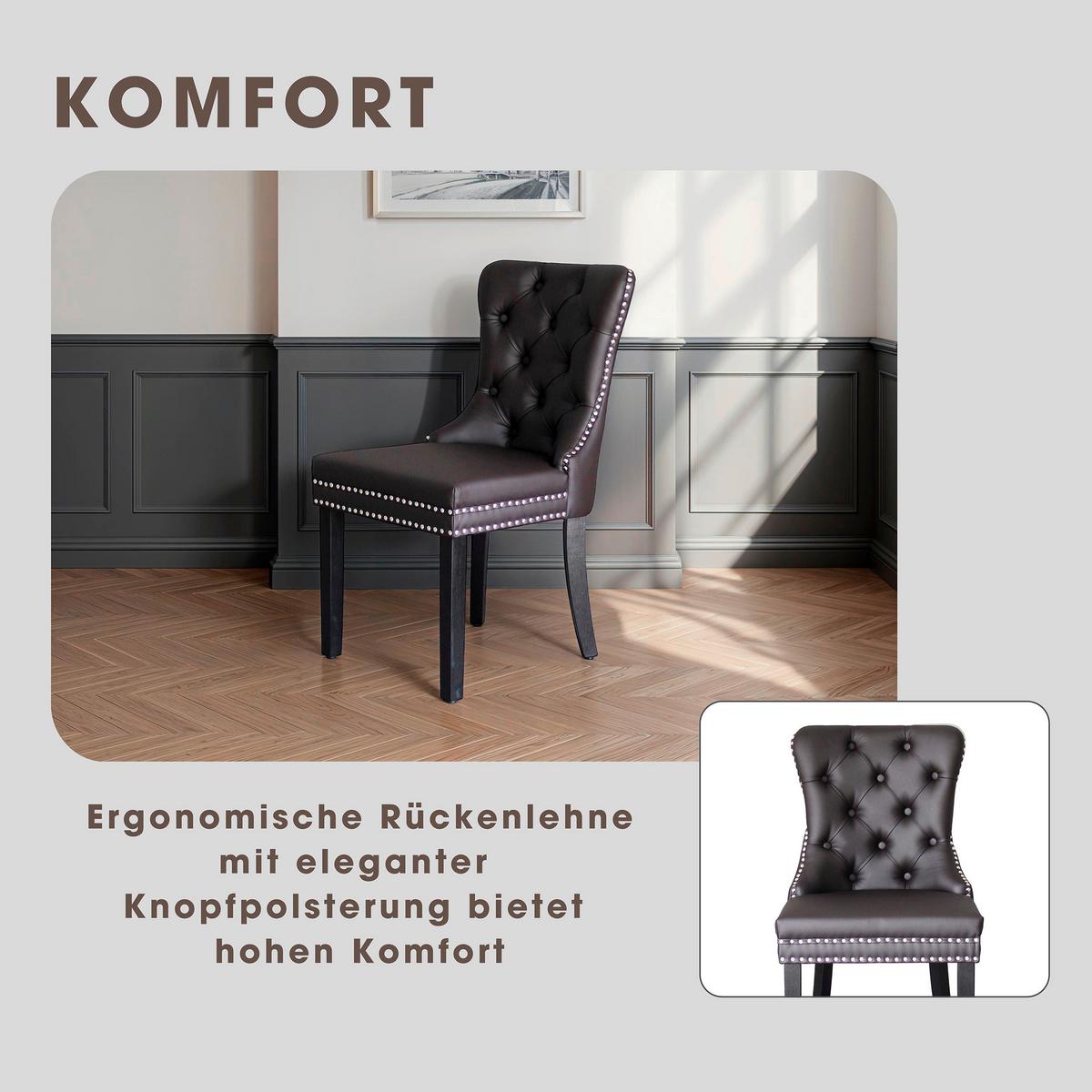 STUHL-SET DOMINO - Dunkelbraun/Schwarz, MODERN, Holz/Textil (48,5/93/61cm) - MID.YOU