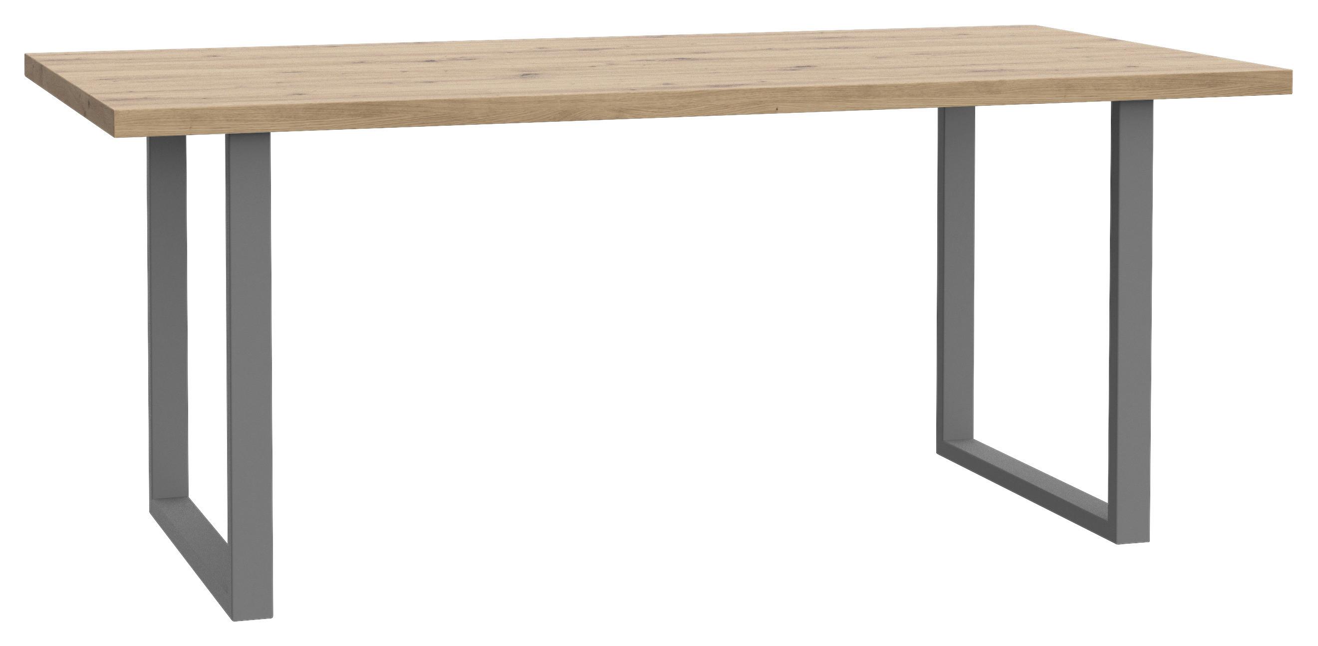 Jedilna Miza Flash, Barva Hrasta, Siva, 180x90 - siva/barve hrasta, Design, kovina/leseni material (180/90/74cm) - Hom`in