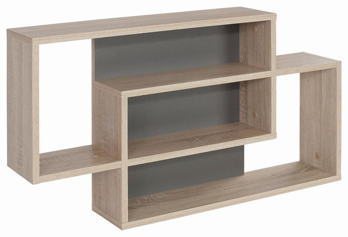 Raft de perete Dream - culoare lemn stejar/gri, Modern, material pe bază de lemn (90/48/16cm) - Modern Living