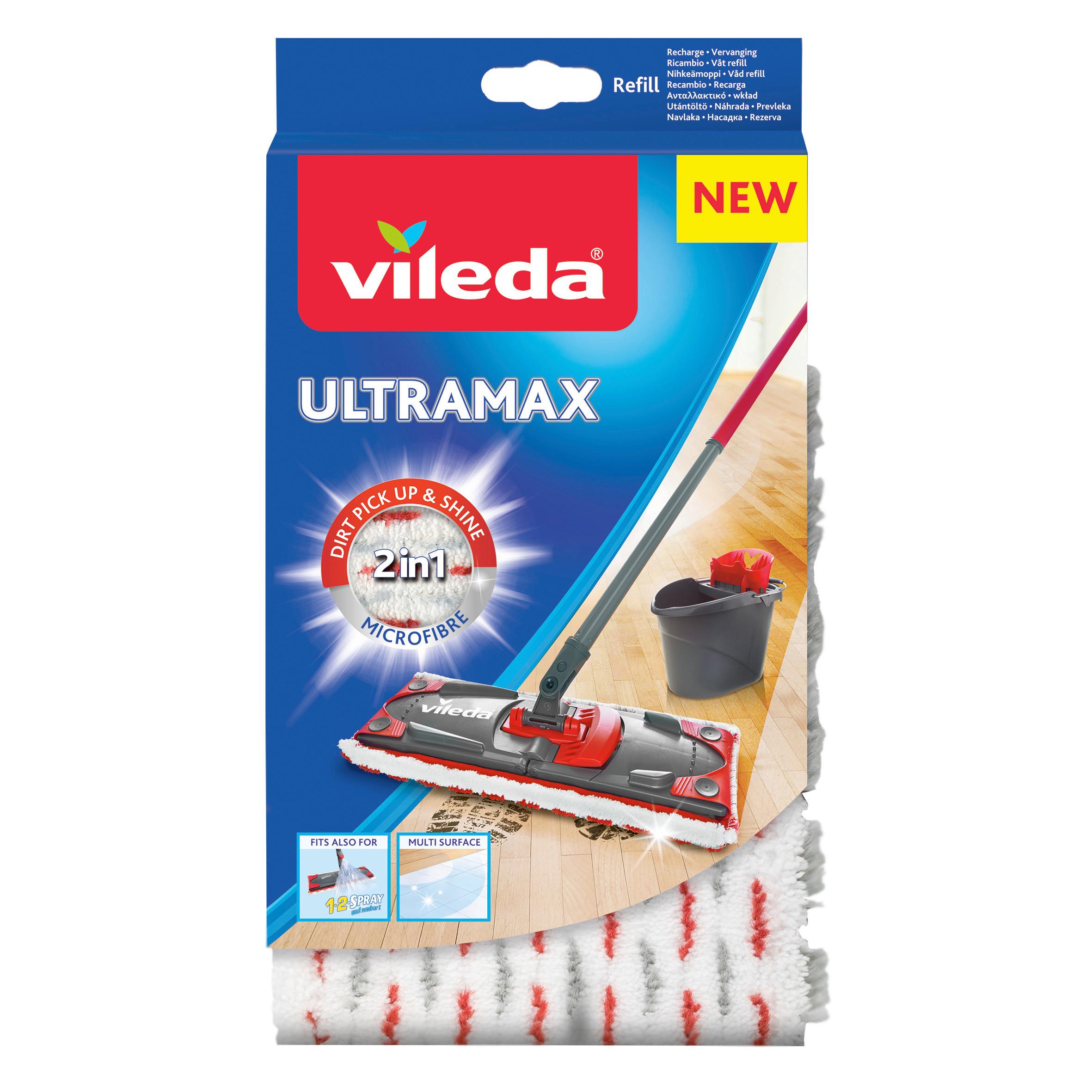 Wischbezug Ultramax Rot/Weiß - Rot/Weiß, KONVENTIONELL, Textil (14,1/25,8/2,5cm) - Vileda
