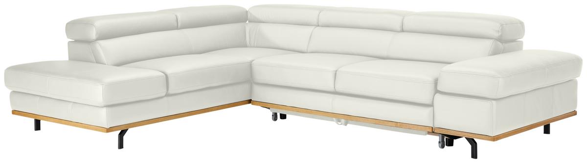 Wohnlandschaft Carmen Weiß - Schwarz/Weiß, MODERN, Leder/Holz (292/72/226cm) - Premium Living