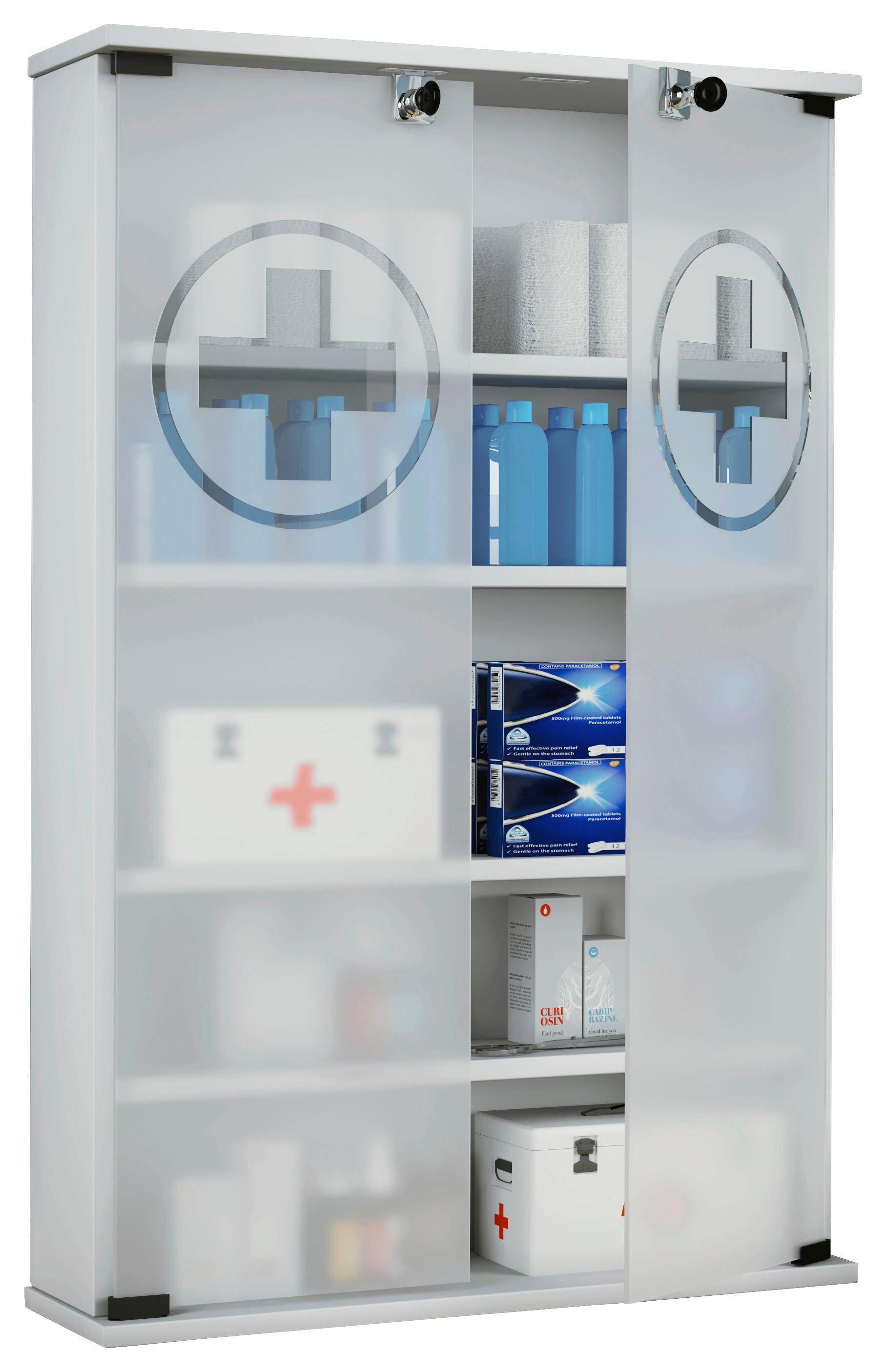 Omarica Za Prvo Pomoč Honula, Bela - črna/bela, Moderno, umetna masa/steklo (60/91/17,2cm) - MID.YOU