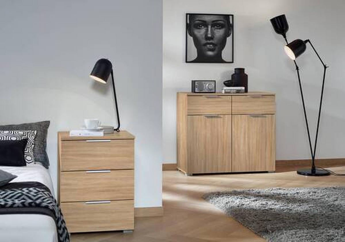 Komoda Alabama - hrast Sonoma/boje aluminija, Moderno, drvni materijal (93/81/42cm) - Modern Living
