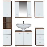 Mobilier de baie Bari - alb/culoare lemn stejar, Konventionell, material pe bază de lemn (140,5/190/32cm)