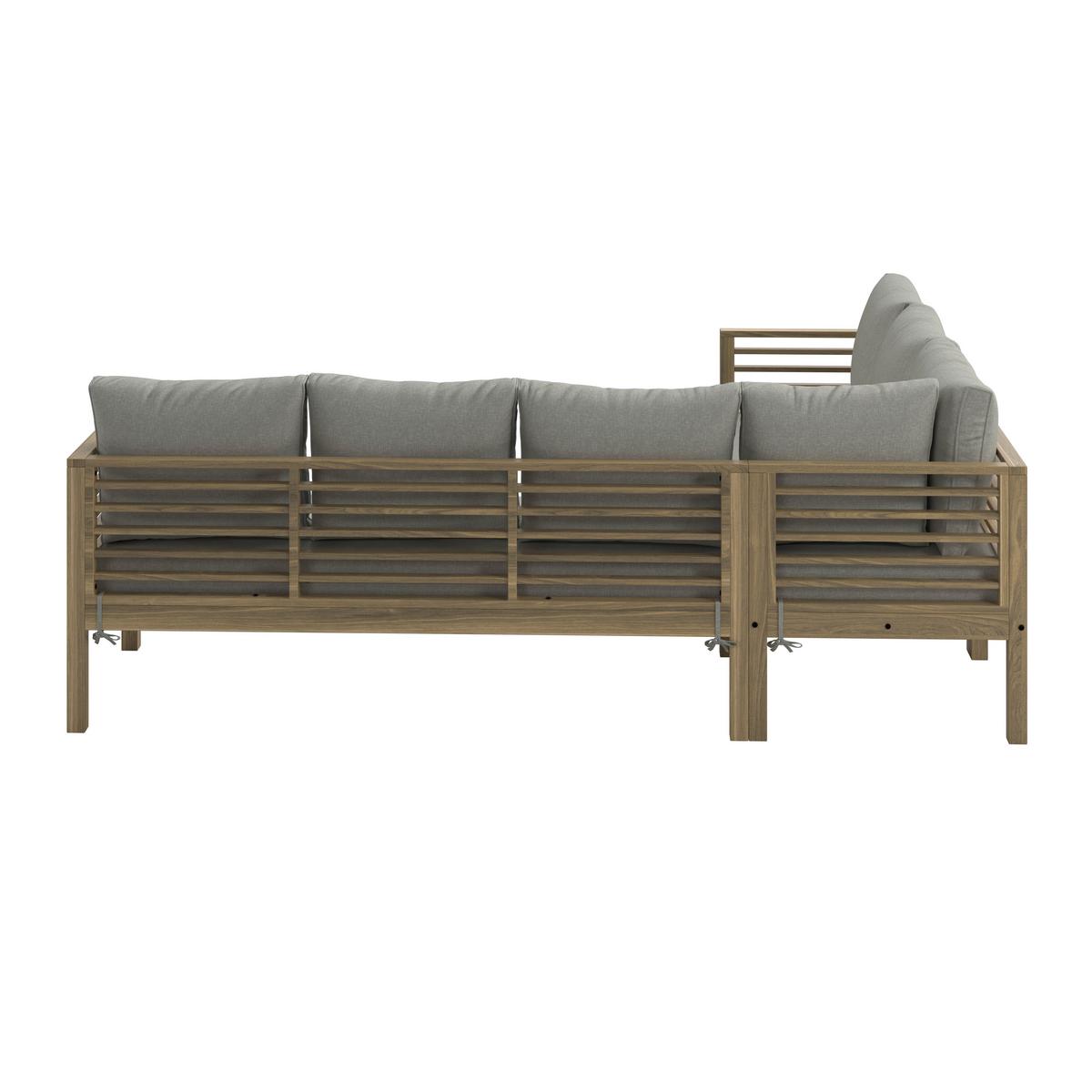 KOMPLET STOŁOWY NA TARAS AROLA - beżowy/kolor akacjowy, Modern, drewno (173/226cm) - Ambia Garden