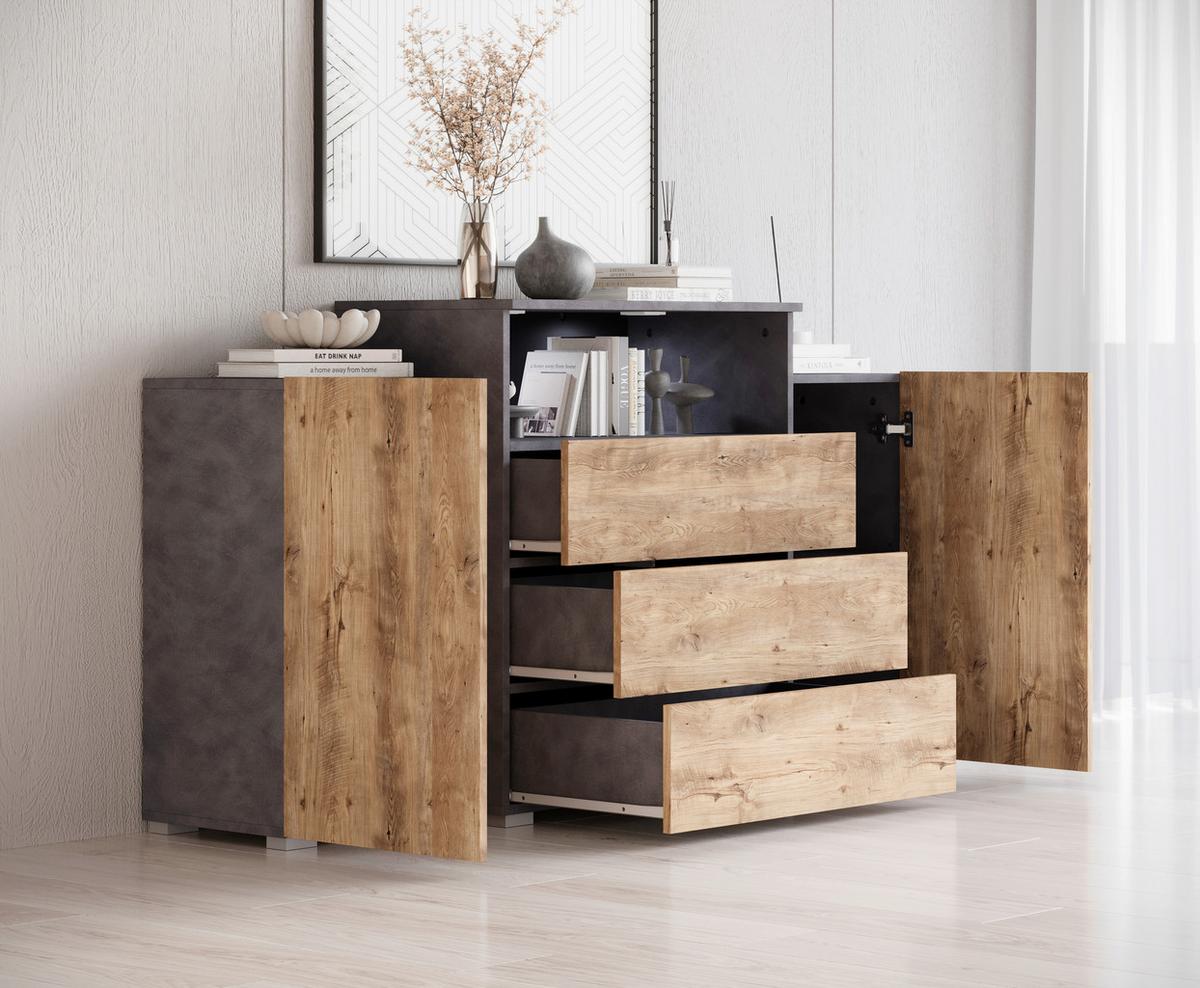 SIDEBOARD URBAN 150 - Kastanieneichefarben/Anthrazit, Lifestyle, Holzwerkstoff/Kunststoff (150/81/37cm) - P & B