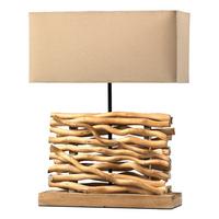 Tischleuchte Marica Hellbraun max. 22 Watt - Hellbraun, Natur, Holz/Textil (40/50/15cm)