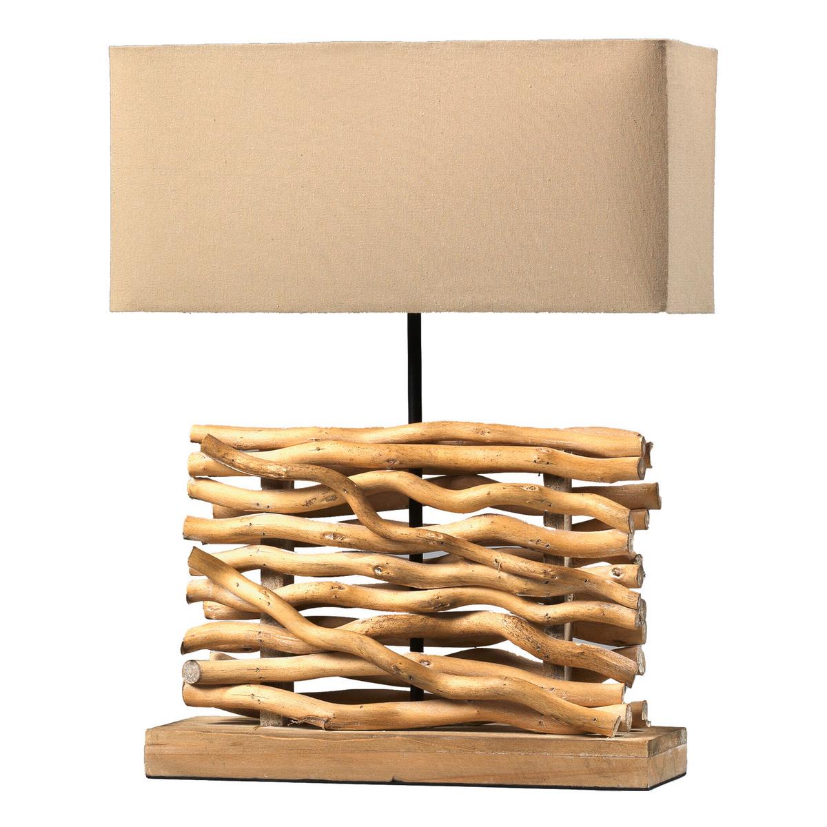 Tischleuchte Marica Hellbraun max. 22 Watt - Hellbraun, Natur, Holz/Textil (40/50/15cm)