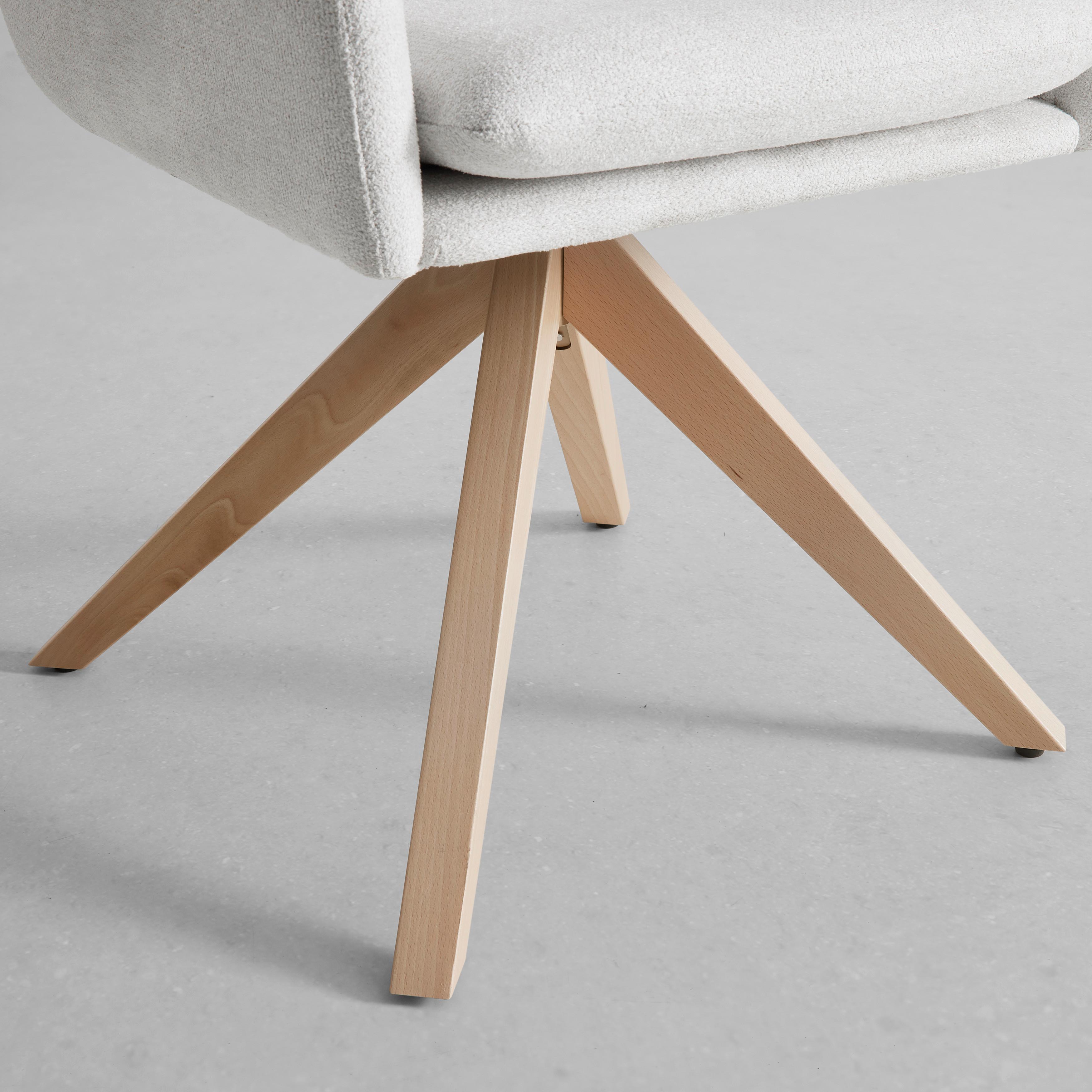 STOL MED ARMSTÖD FINJA - vit/bokfärgad, Modern, metall/trä (59/97/63cm) - Bessagi Home
